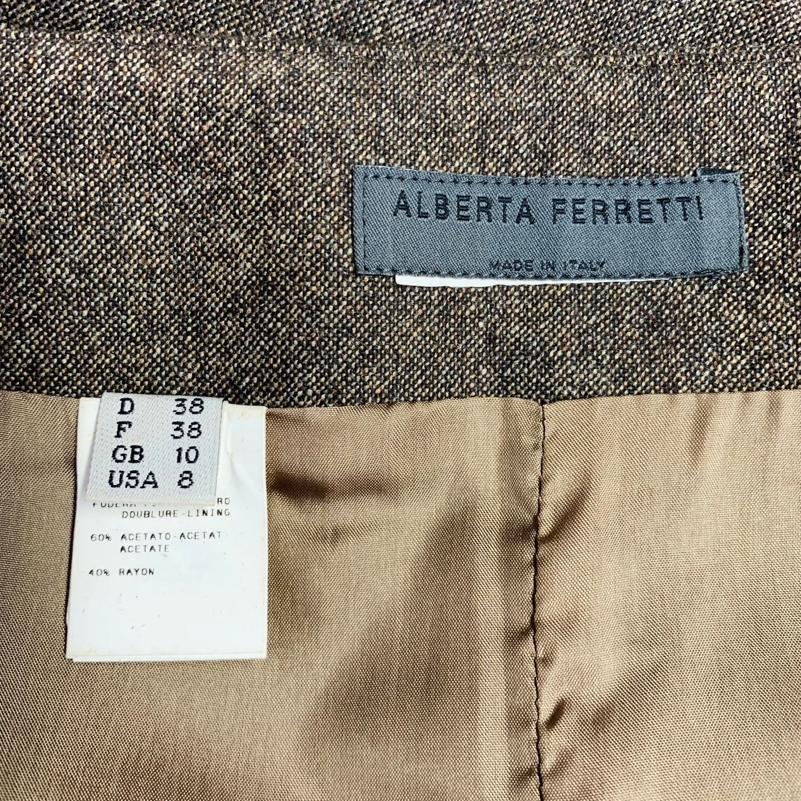 Alberta Ferretti ALBERTA FERRETTI Brown Beige Acetate Blend Tulip Midi Skirt Size 30" / US 8 / IT 44 - 3 Thumbnail