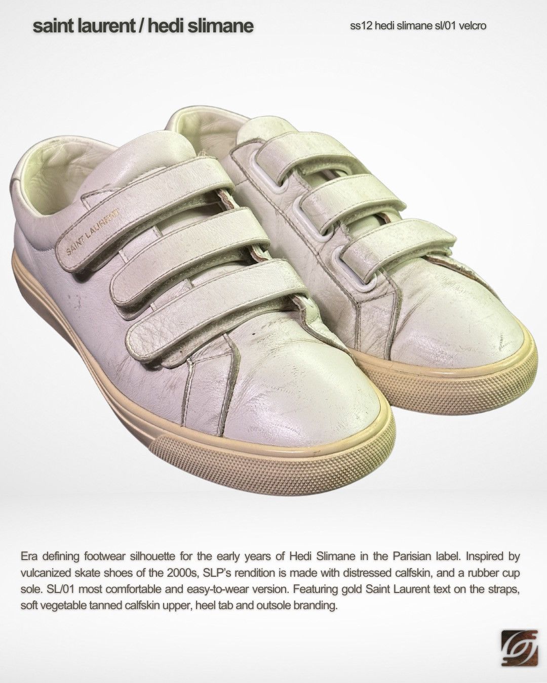 Hedi Slimane × Saint Laurent Paris SS12 Hedi Slimane SL/01 Velcro Strap Skater Sneakers Size US 6 / EU 39 - 1 Thumbnail