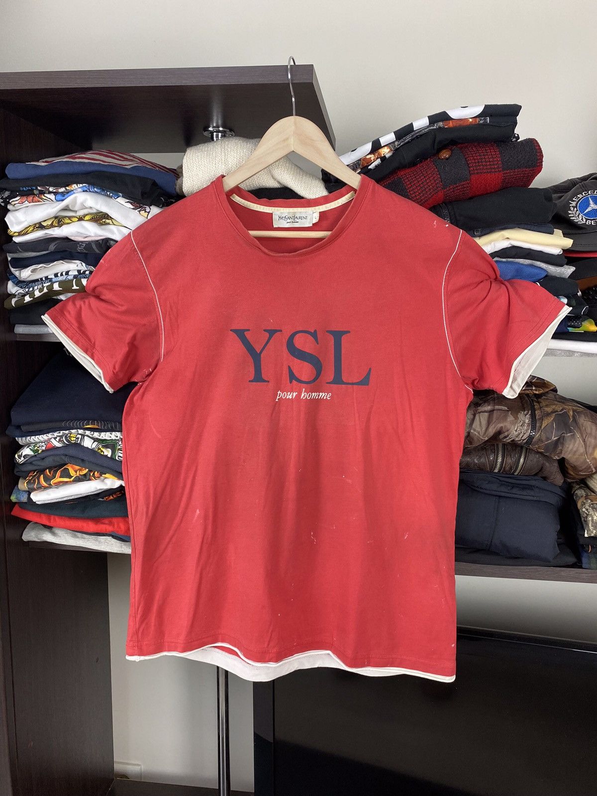 Japanese Brand Vintage YSL Yves Saint Laurent Style Work Tee Size US L / EU 52-54 / 3 - 1 Thumbnail