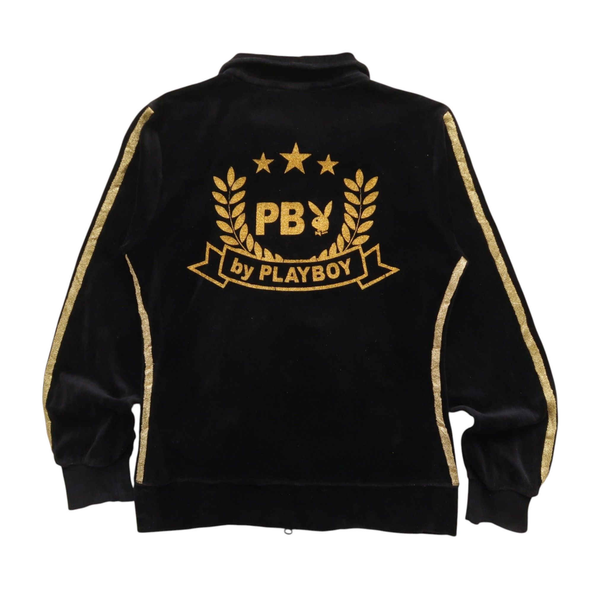 Japanese Brand 2000s Playboy Track Jacket Velvet Gold Tapped Size L / US 10 / IT 46 - 2 Thumbnail