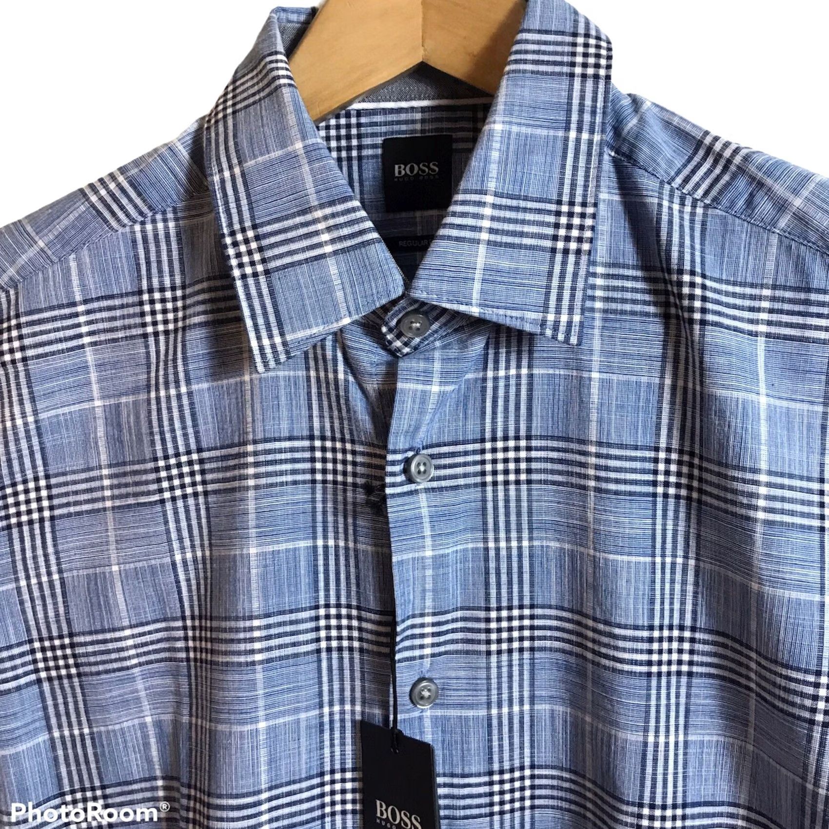 Hugo Boss BOSS Hugo Boss Shirt Mens S Blue Plaid Regular Fit Button-Up Long Sleeve Collared 100% Cotton NEW Size US S / EU 44-46 / 1 - 3 Thumbnail