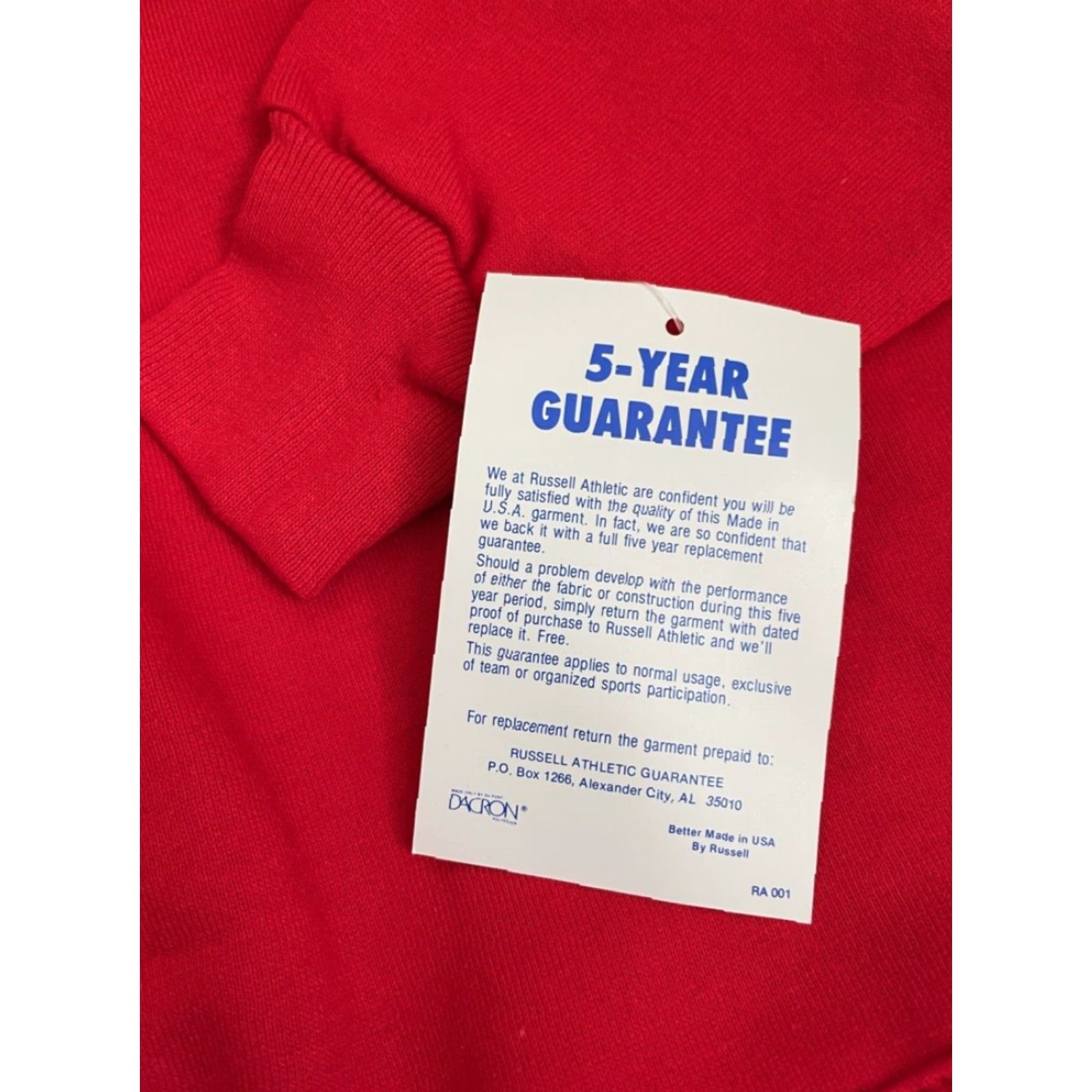 Russell Athletic VINTAGE Russell Athletic Hoodie Sweatshirt Mens XS Deadstock NWT 90s USA Red Cotton Blend Long Sleeve Crew Sweatshirt 90s Theme Mens Size US XS / EU 42 / 0 - 3 Thumbnail