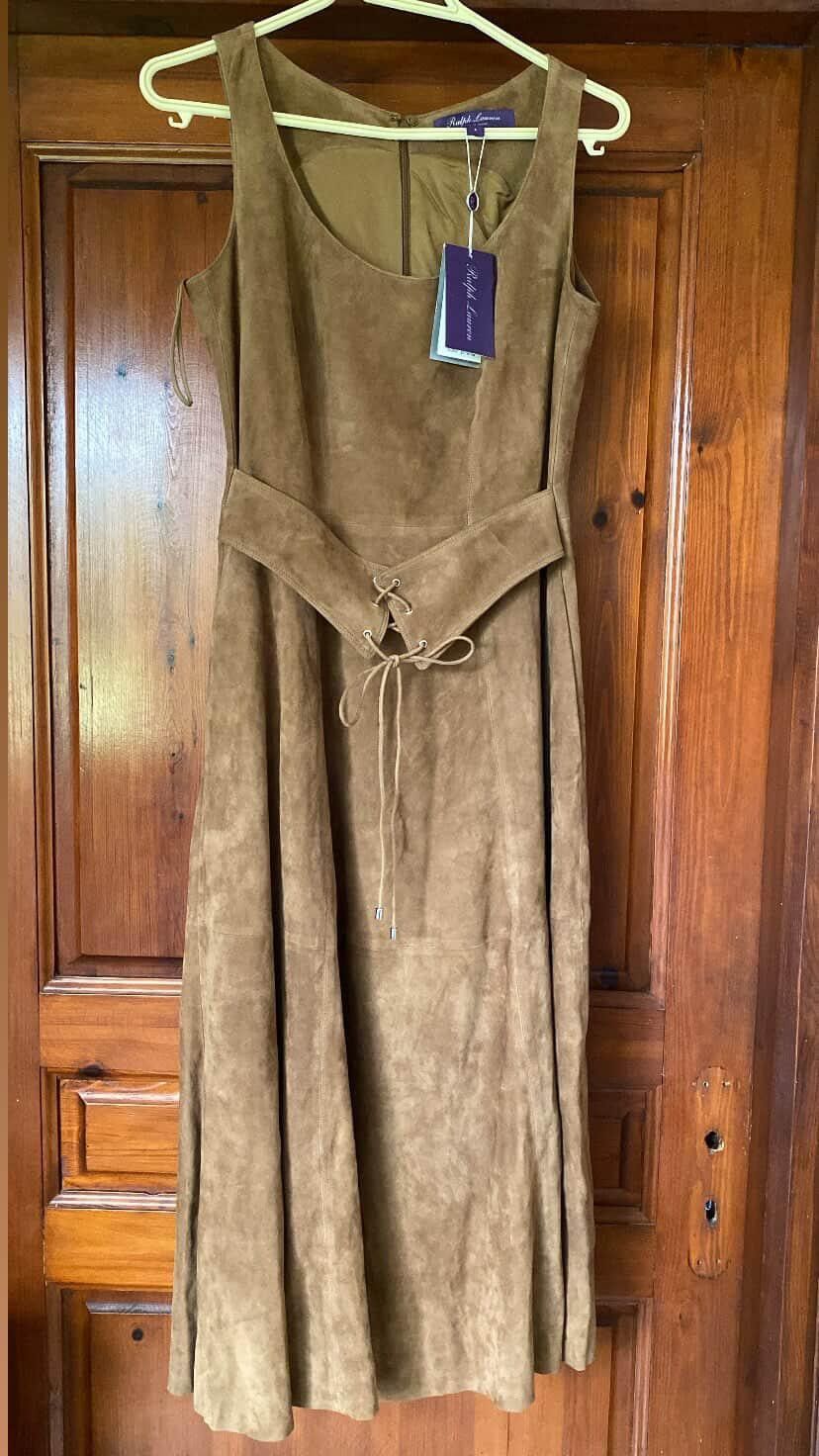 Ralph Lauren Purple Label Ralph Lauren Purple Label Suede Leather Dress Brown (NWT) Size S / US 4 / IT 40 - 1 Thumbnail