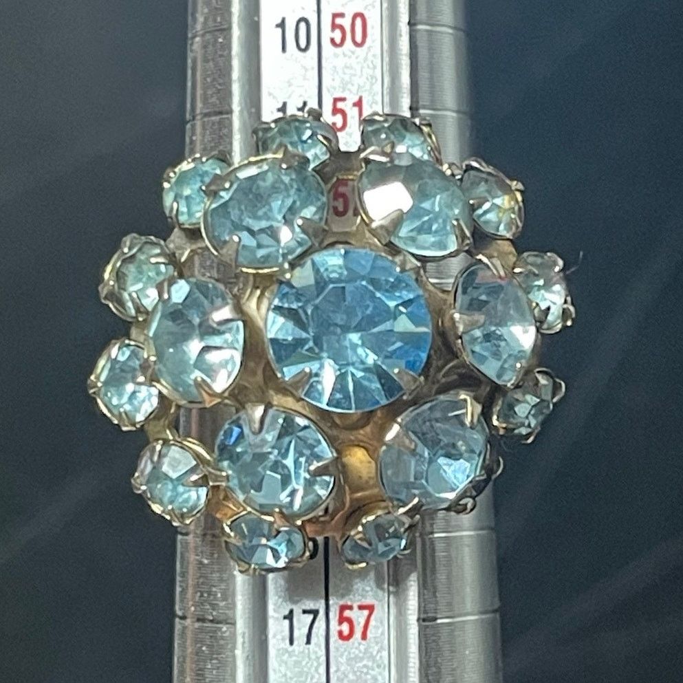 Other Vtg Blue Rhinestone Cluster Ring Sz 7 Adjustable Glows Size ONE SIZE - 1 Thumbnail