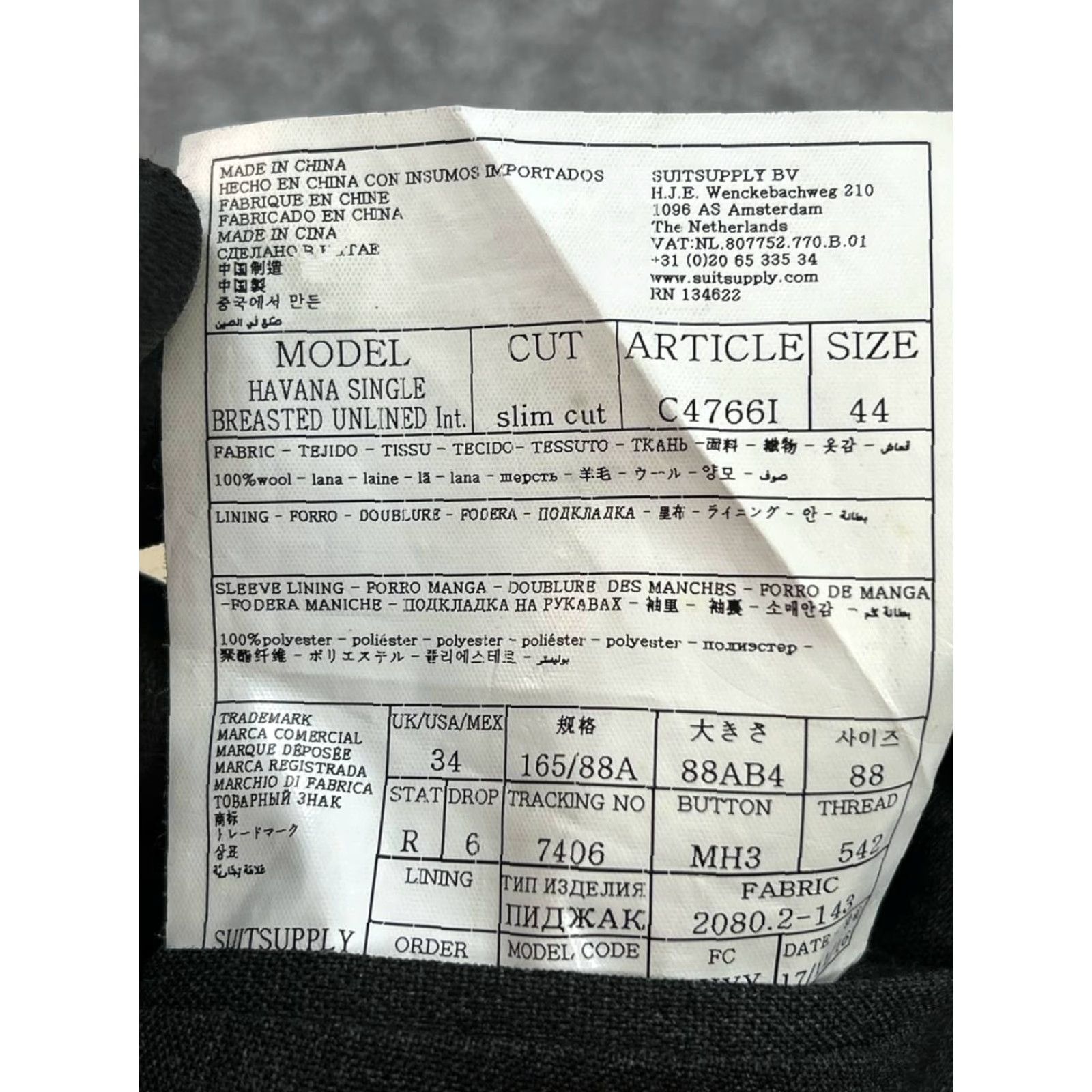 Suitsupply Suitsupply Blazer Mens 34 Gray Wool Two-Button Notch Lapel 2 Piece Suit Jacket Coat Vintage: No Size 34R - 4 Thumbnail