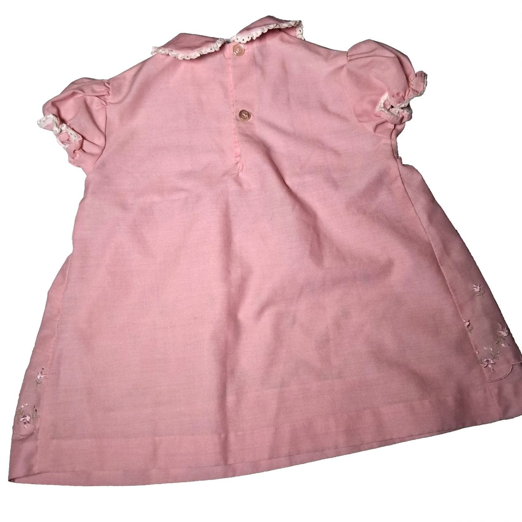 Sears VINTAGE Sears Perma Prest Dress Girls 3T Pink Short Sleeve Collar Casual Cotton Blend 12" Pit to Pit 17" Long Boys? Size ONE SIZE - 2 Thumbnail