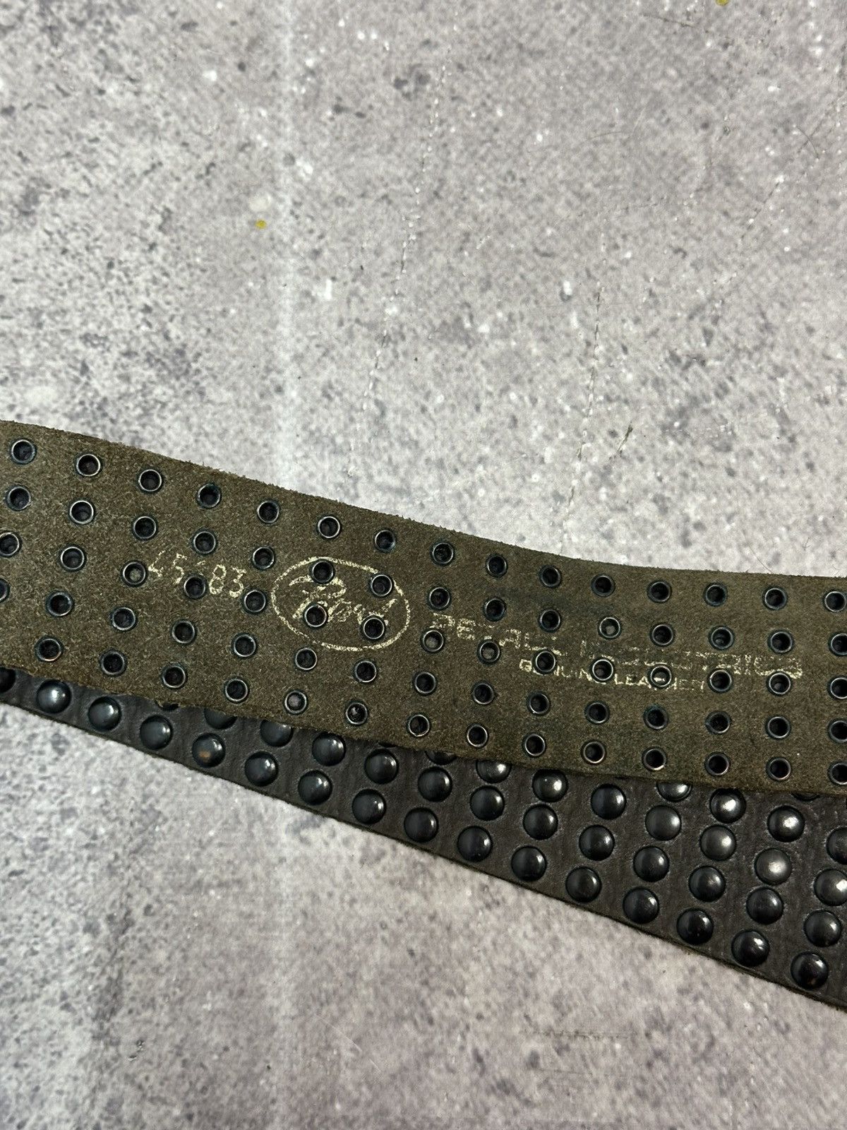If Six Was Nine Vintage Punk Leather Belt Rhinestone Dark Gray Y2K Metal Size ONE SIZE - 11 Thumbnail