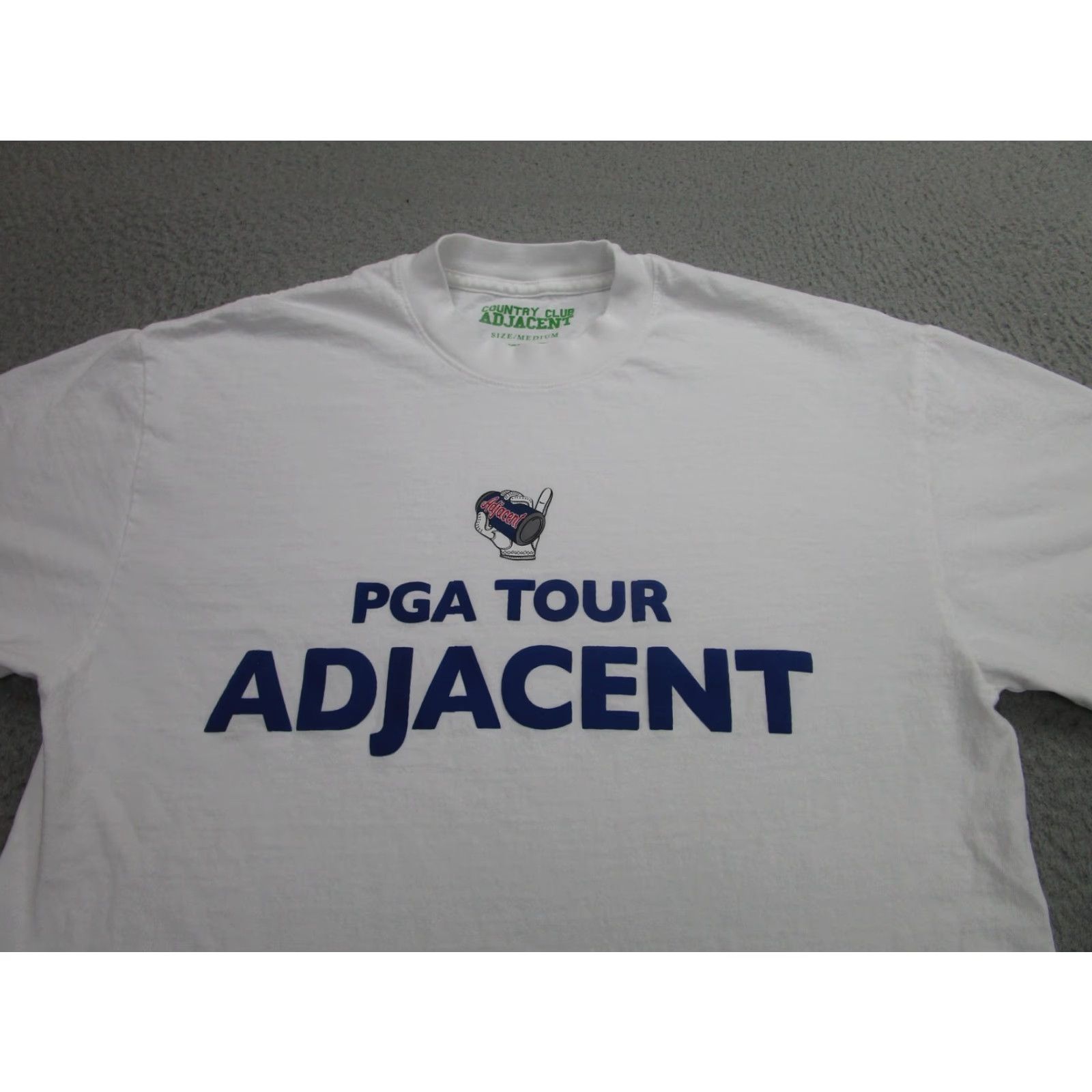 Vintage Country Club Adjacent Shirt Mens Medium White Golf Graphic T-Shirt 90s PGA Tour Adjacent Mens Size US M / EU 48-50 / 2 - 2 Thumbnail