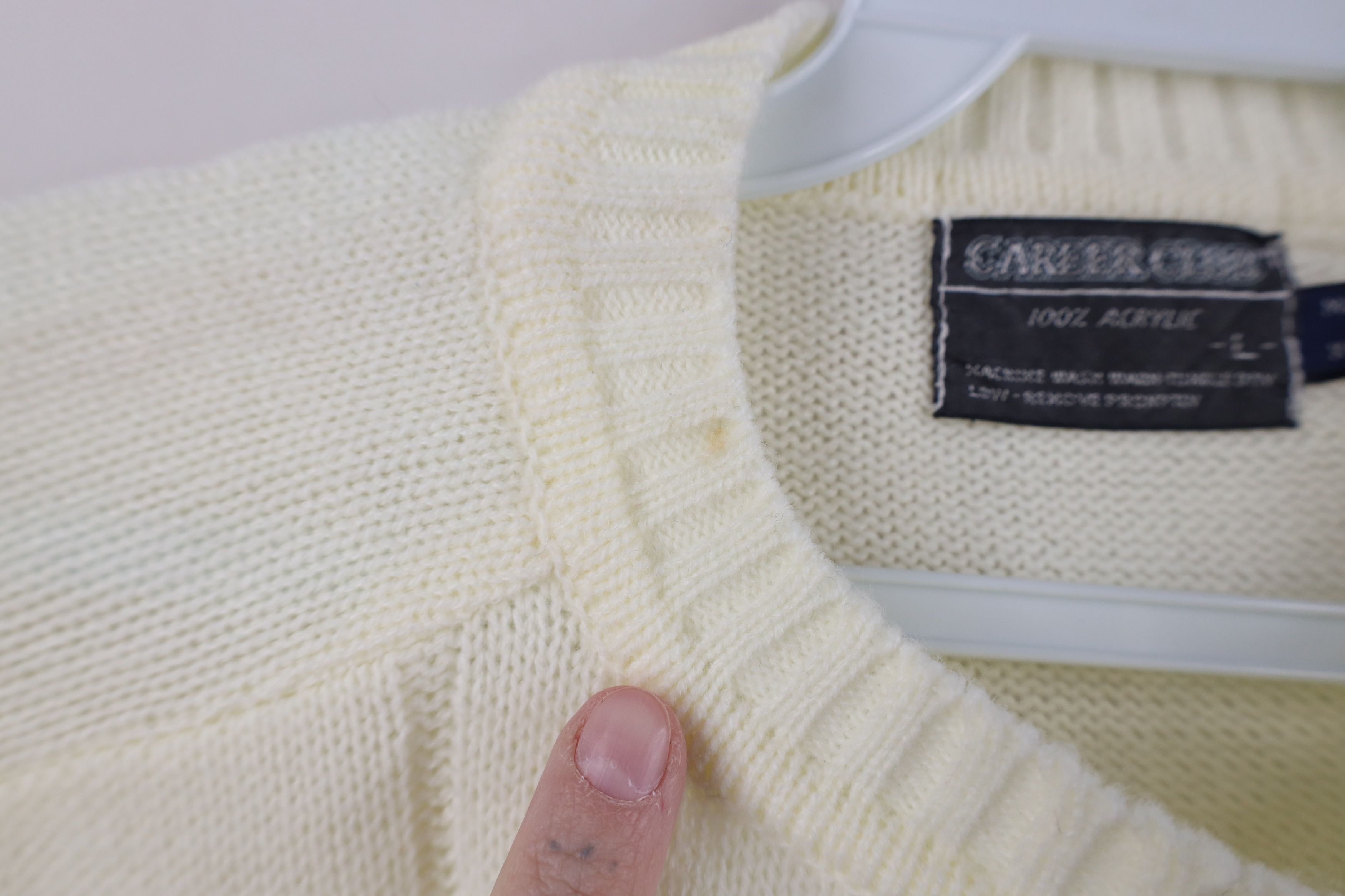 Vintage Vintage 70s Streetwear Cable Knit Crewneck Sweater Cream Size L / US 10 / IT 46 - 4 Thumbnail