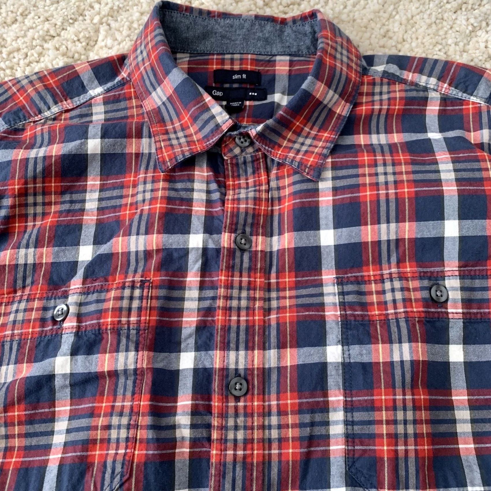 Gap GAP Shirt Mens XL Red Gray Plaid Slim Fit Button-Up Cotton Woven Pockets Shirt Mens XL Red Gray Plaid Slim Fit Button-Up Cotton Woven Pockets Size US XL / EU 56 / 4 - 3 Thumbnail