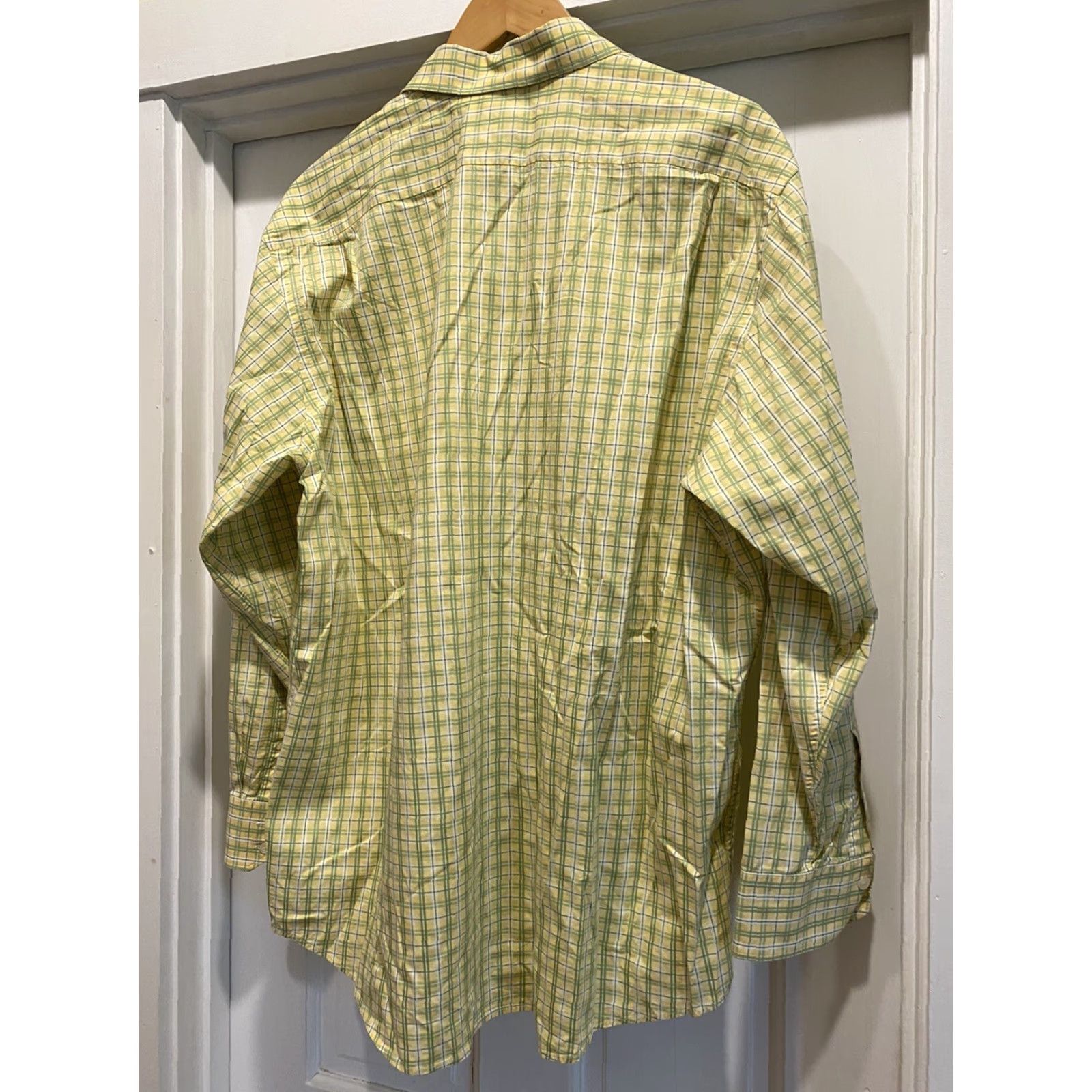 Izod IZOD Button-Down Shirt Mens XL Check Long Sleeve Green Yellow Cotton Regular 46/XL 32” collar to hem Size US XL / EU 56 / 4 - 2 Thumbnail