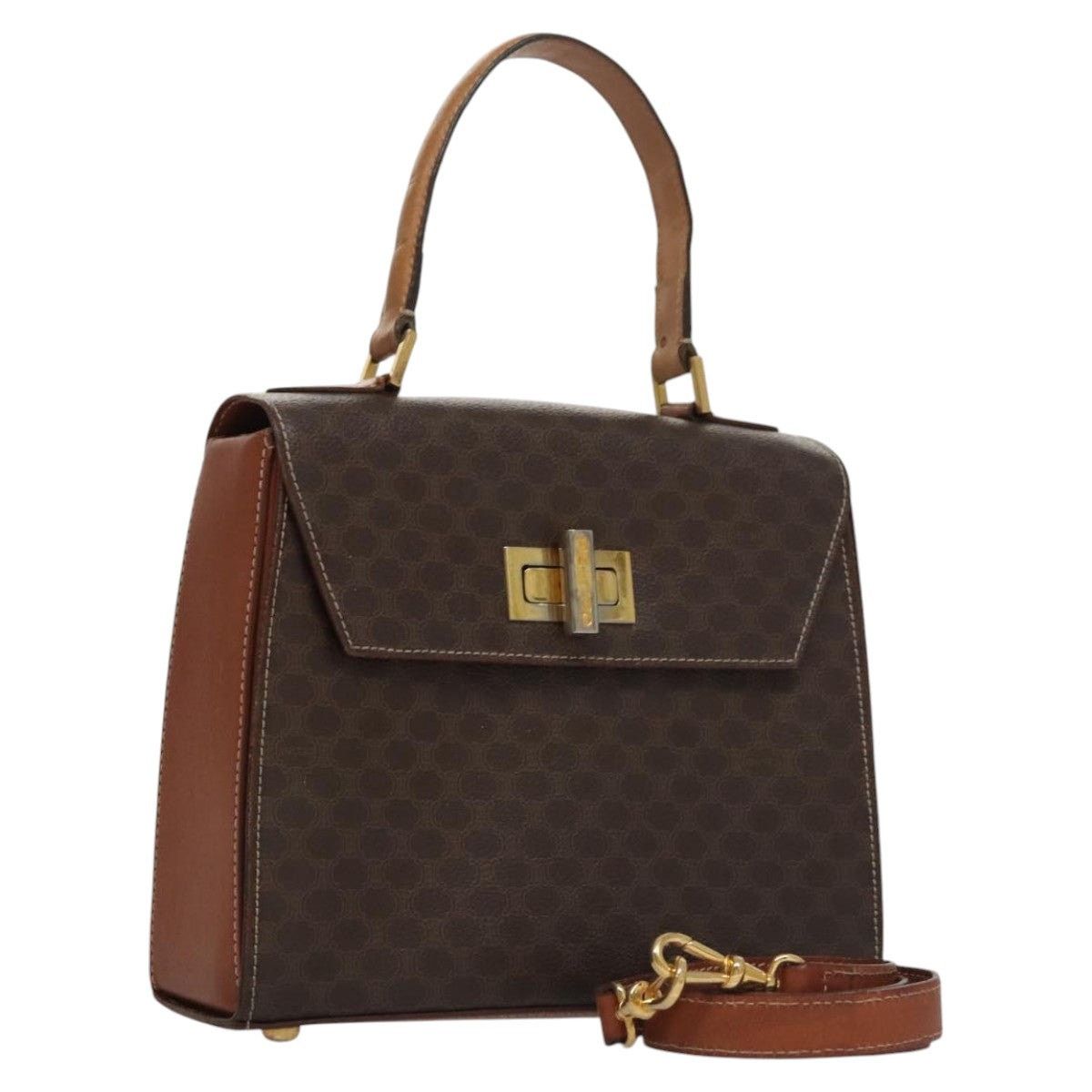 Celine CELINE Macadam Canvas Hand Bag Pvc Leather Brown Size ONE SIZE - 1 Thumbnail