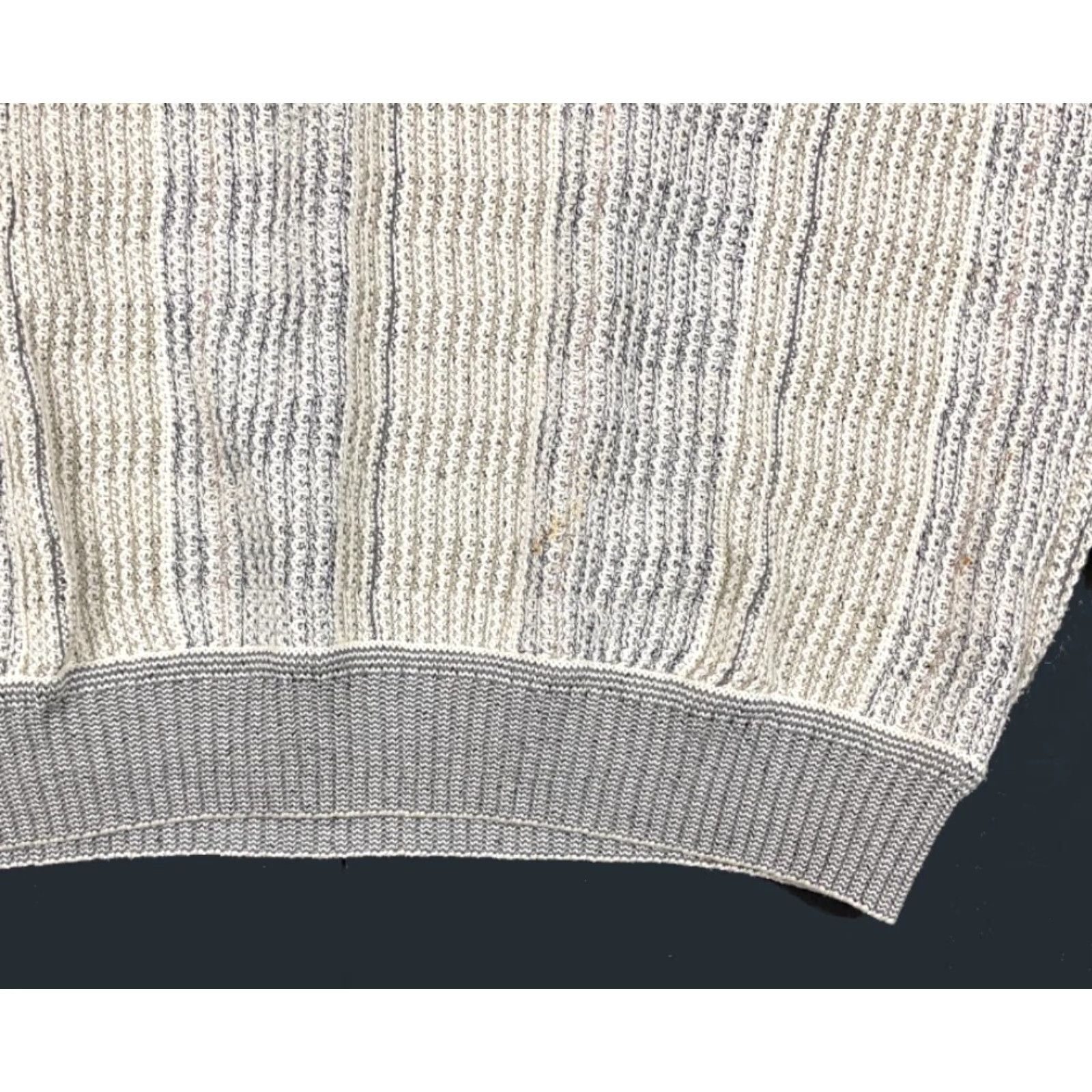 Vintage St. Croix Textured Cotton Deep V-Neck Sweater Medium Gray Ivory Knit Size US M / EU 48-50 / 2 - 5 Thumbnail