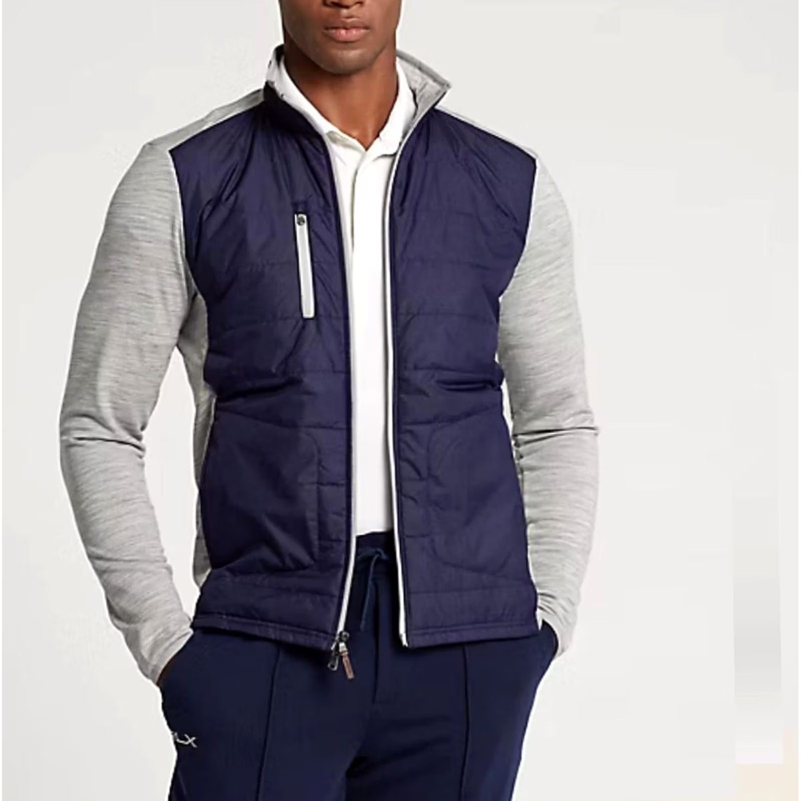 Polo Ralph Lauren RLX Ralph Lauren Tour Championship Jacket Mens M Golf Mockneck Quilted Front Zip Pockets Breathing Lightweight Navy Blue Colorblock Size US M / EU 48-50 / 2 - 3 Thumbnail