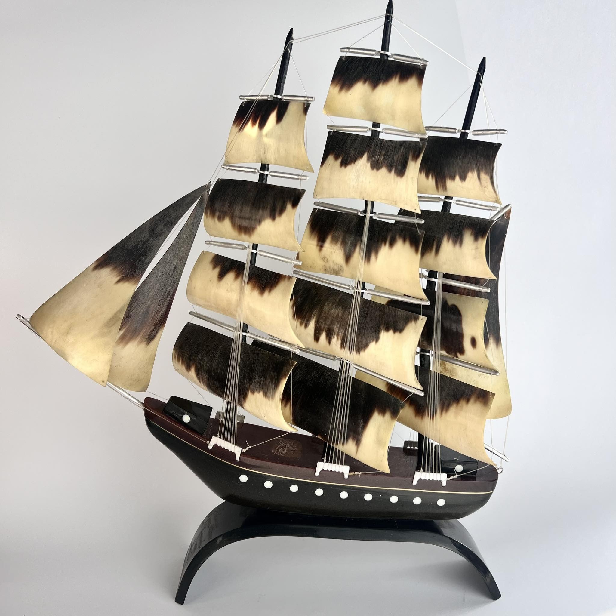 Vintage 1981 Large Vintage USSR Model of Ship Sailing Handmade Horn Size ONE SIZE - 1 Thumbnail