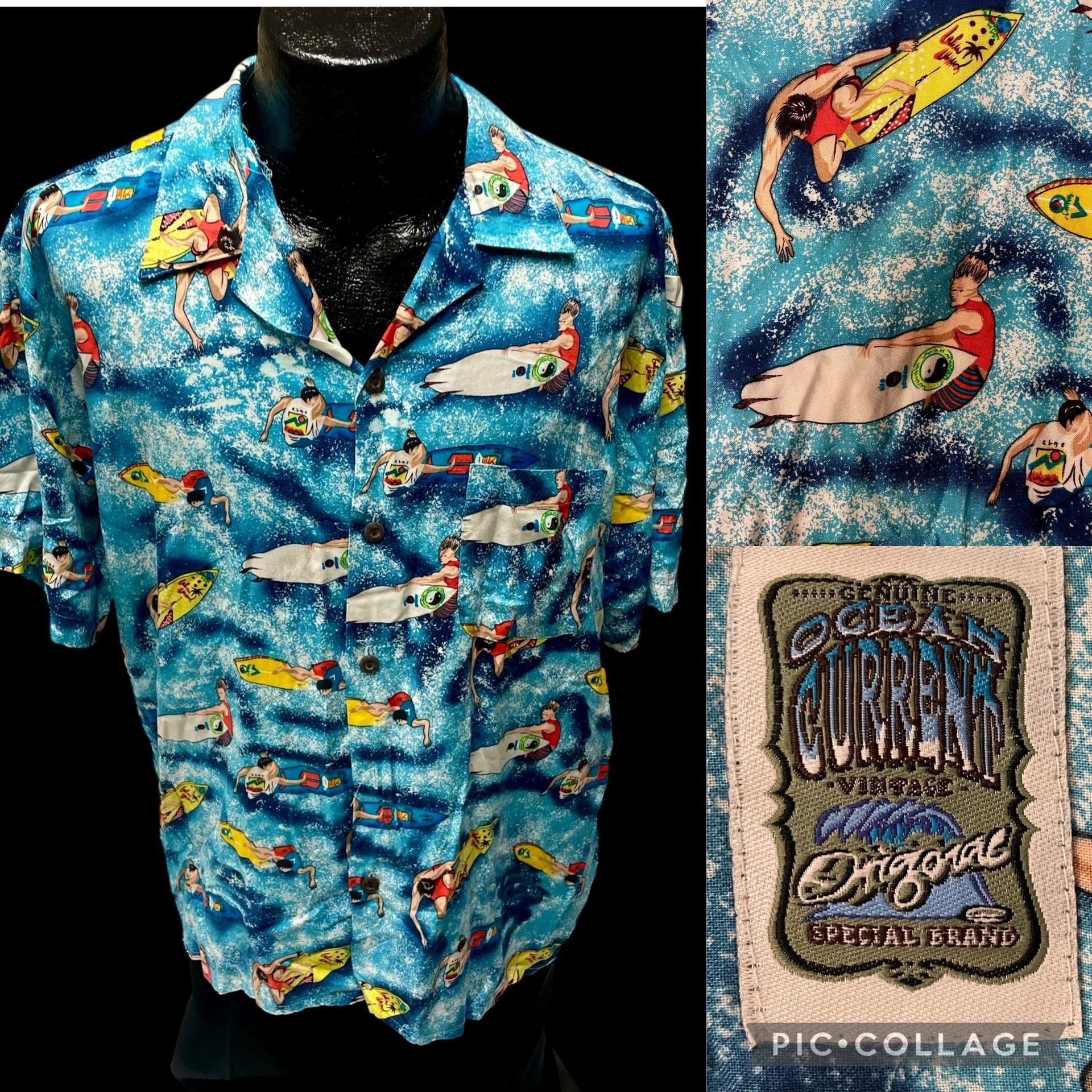 Ocean Current Vtg Ocean Current Blue HAWAIIAN TROPICAL Surfer Shirt Size US M / EU 48-50 / 2 - 1 Thumbnail