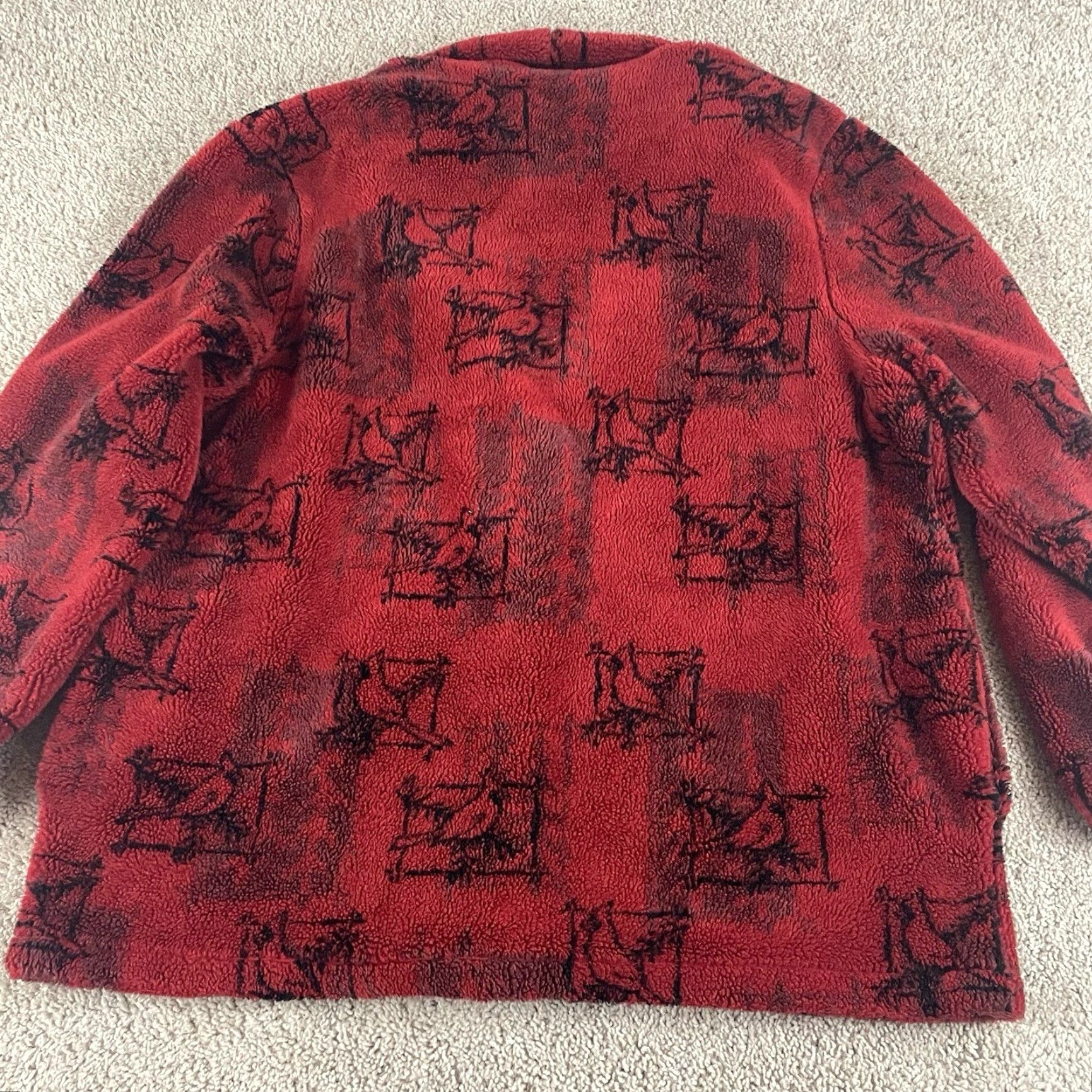 Vintage VINTAGE Jacket Womens L/XL Cardinals Birds Gorp Grandma Red & Black Fleece USA Jacket Size L / US 10 / IT 46 - 4 Thumbnail