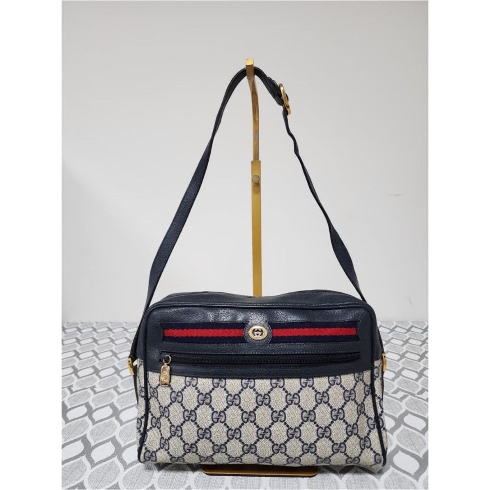 Gucci A GUCCI Vintage Ophidia Shoulder Bag Navy Blue/Grey Shoulder Size ONE SIZE - 1 Thumbnail