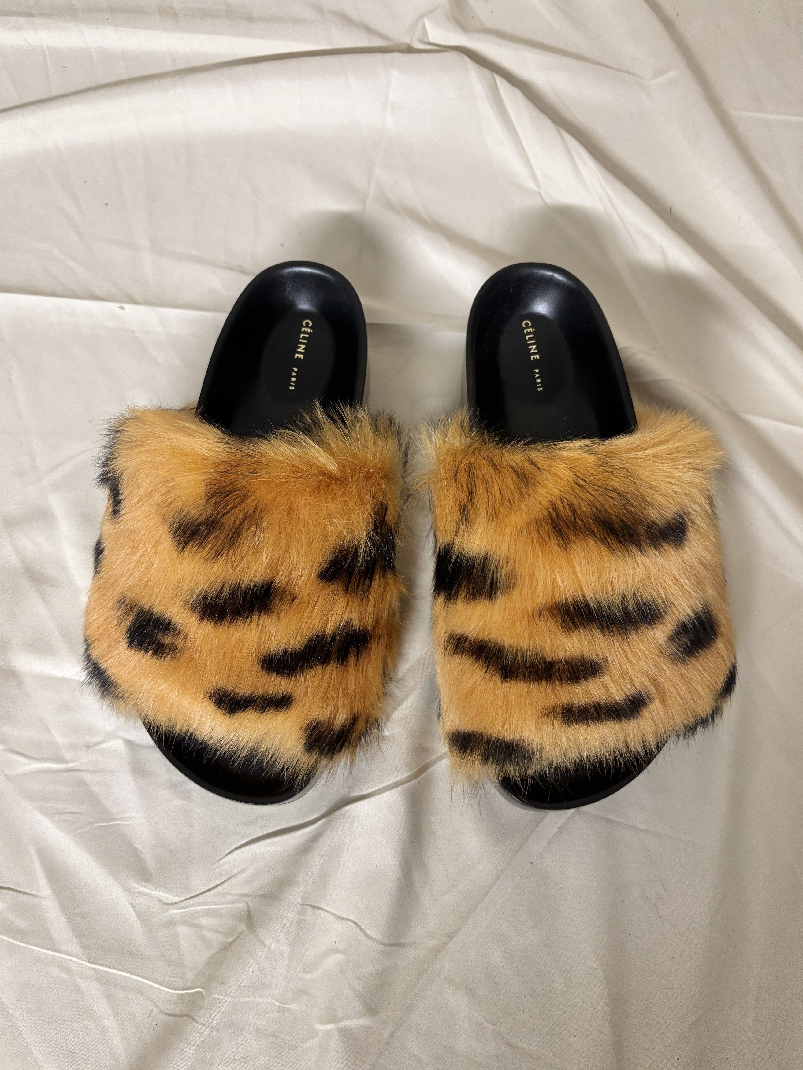 Celine Celine Furry Slides by Phoebe Philo - NIB, sz 36 Size US 6 / IT 36 - 1 Thumbnail