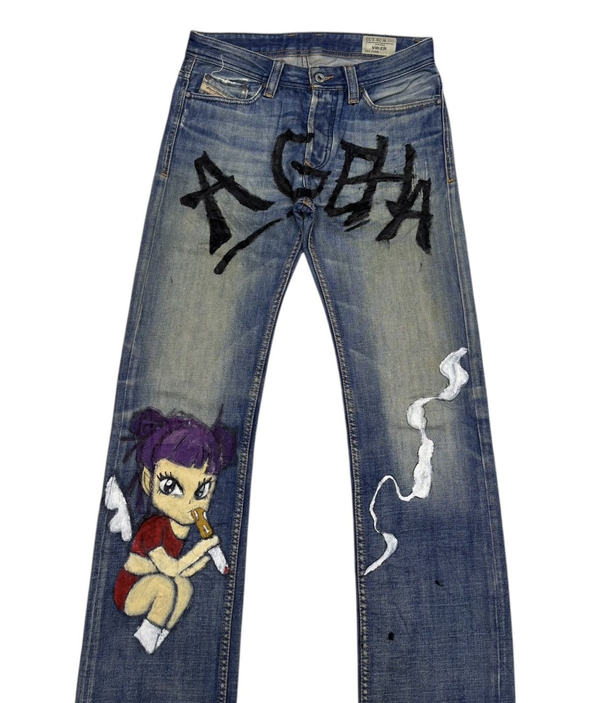 Diesel 🔥RARE DIESEL DENIM CUSTOM MADE AGEHA PAINT DISTRESS DENIM Size US 30 / EU 46 - 7 Thumbnail