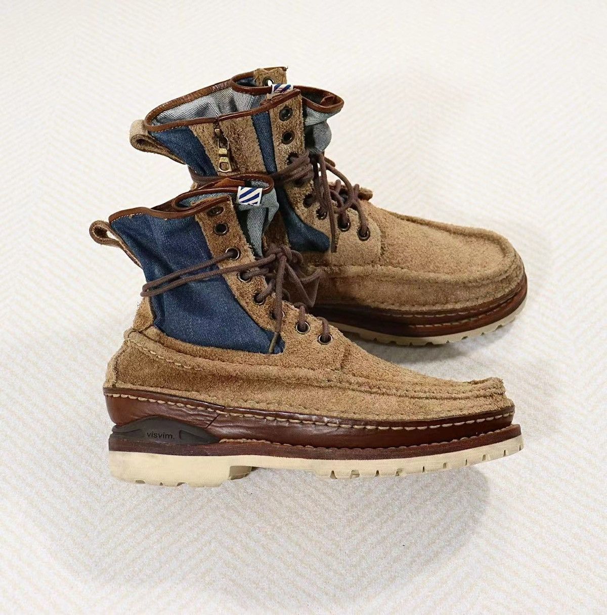 image of Visvim Grizzly Boots Folk Indigo, Men's (Size 9.5)