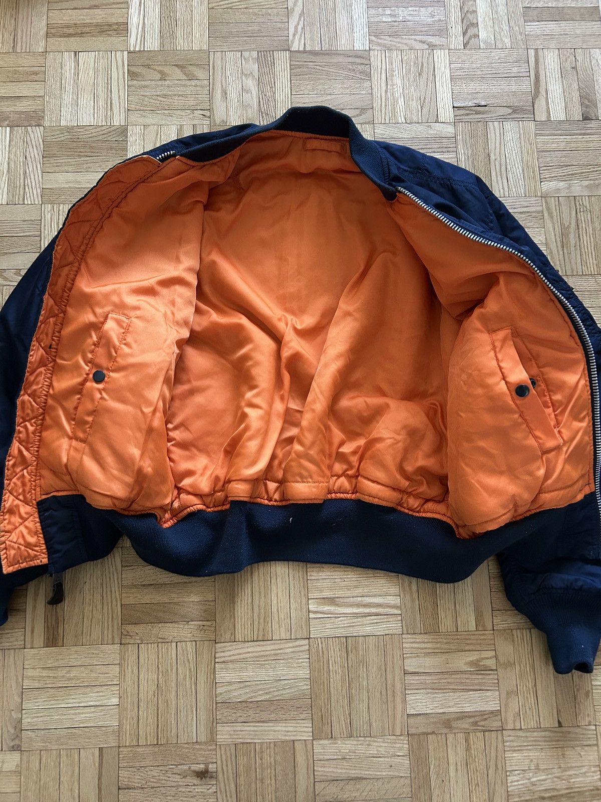 Alpha Industries Reversible 90s MA-1 Bomber jkt US army navy military usa Size US L / EU 52-54 / 3 - 4 Thumbnail