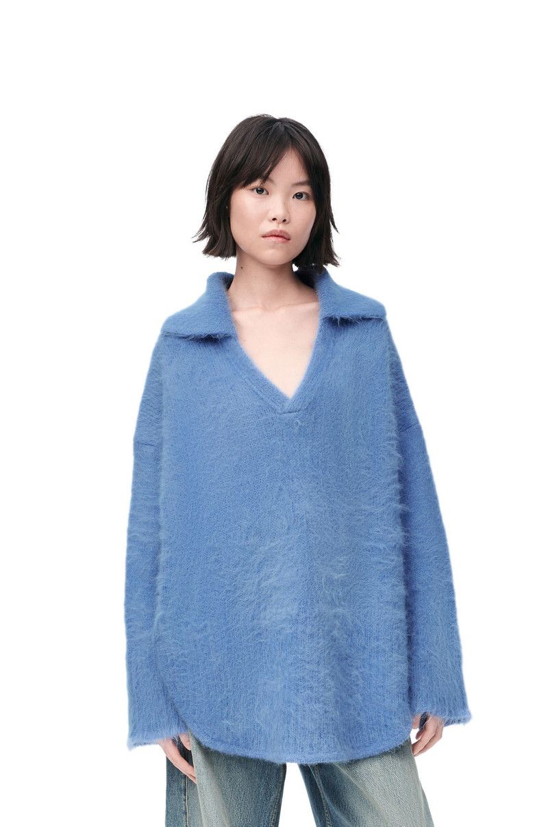 Loewe o1in1g0426 Polo Sweater in Light Blue Size L / US 10 / IT 46 - 3 Thumbnail