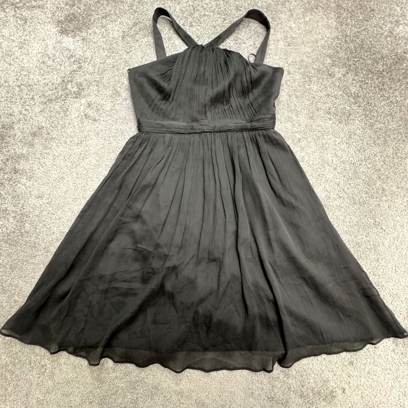 J.Crew J.Crew Silk Pleated Halter Cocktail A-Line Mini Dress Womens 6 Charcoal Gray Silk Pleated Halter Dress Women 6 Gray Size M / US 6-8 / IT 42-44 - 3 Thumbnail