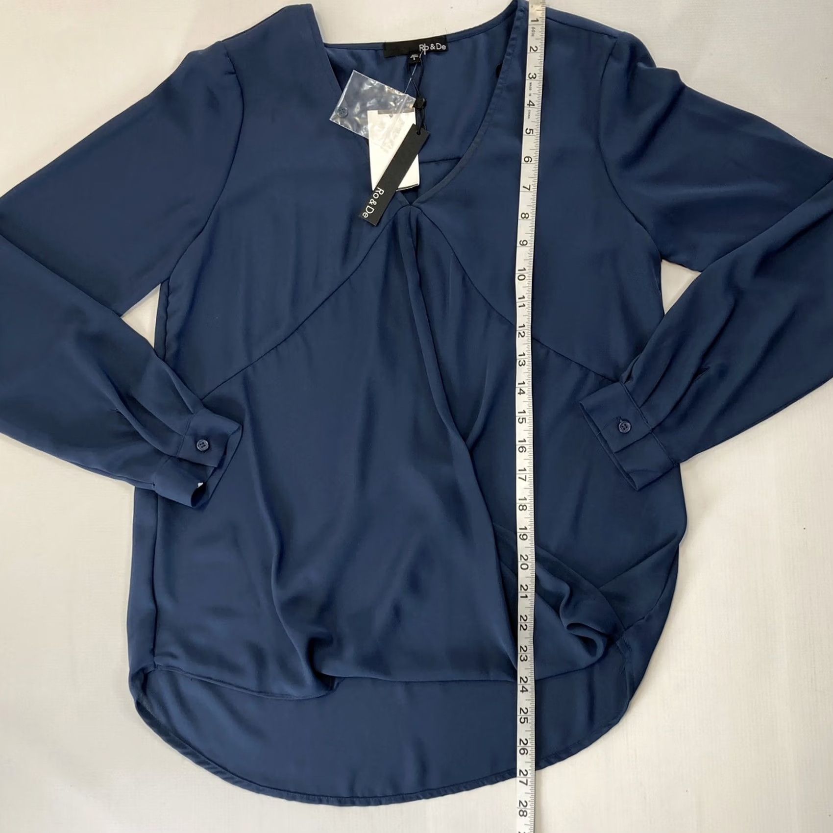 Vintage Ro & De Blue Long Sleeve Blouse Shirt Womens Small V-Neck Pullover Casual Blue Tie-Waist? Size S / US 4 / IT 40 - 4 Thumbnail