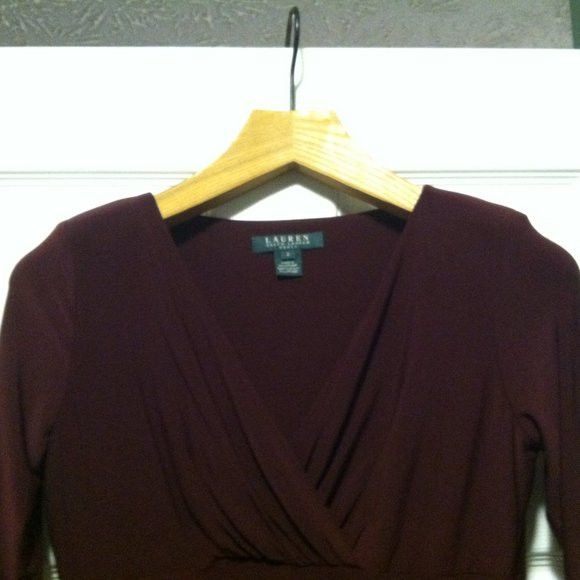 Ralph Lauren RALPH LAUREN WOMEN'S NEW BURGUNDY 95%POLYESTER DRESS SIZE: 2 Size XS / US 0-2 / IT 36-38 - 4 Thumbnail