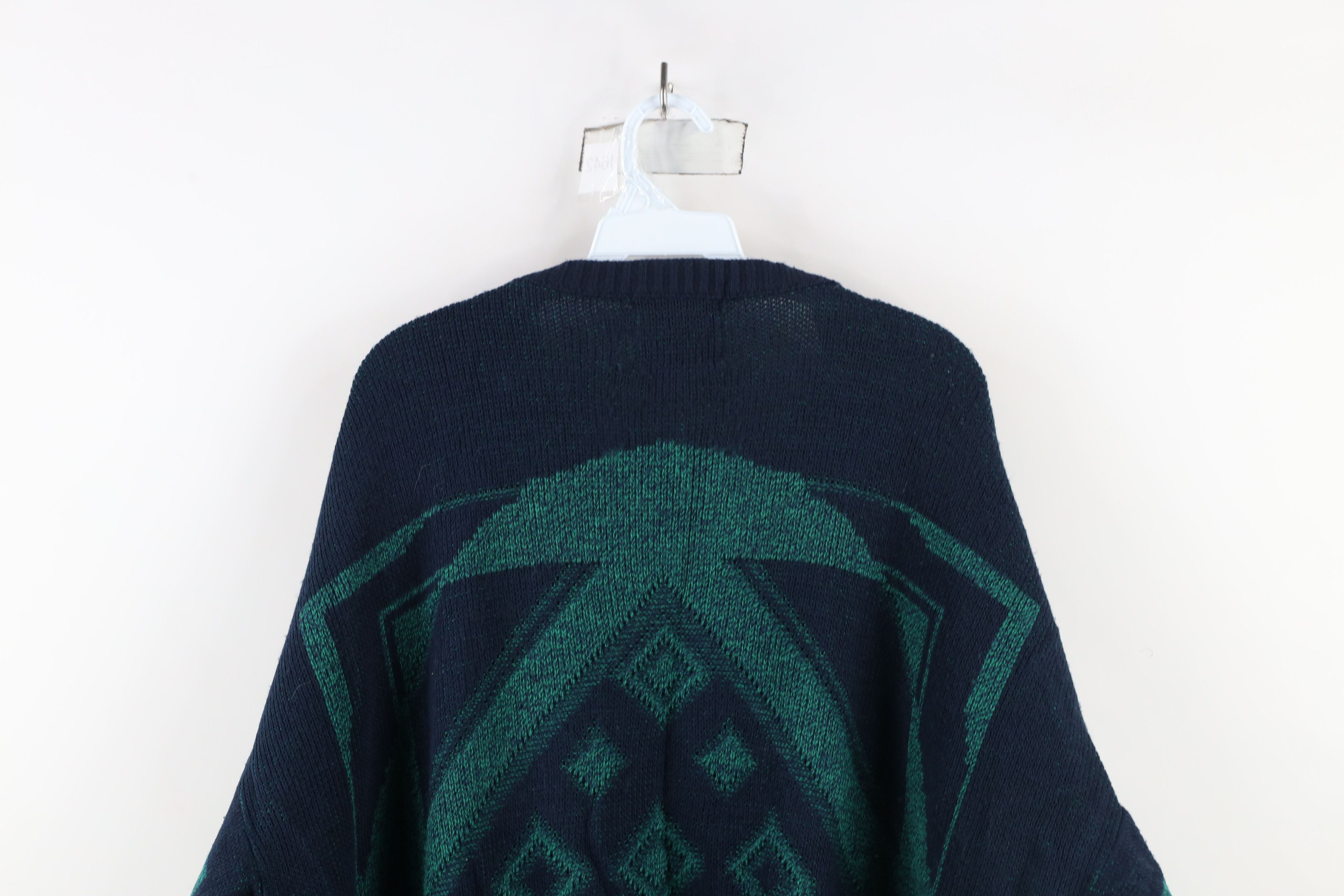Vintage Vintage 90s Streetwear Geometric Knit Grandpa Sweater USA Size US XXL / EU 58 / 5 - 8 Thumbnail
