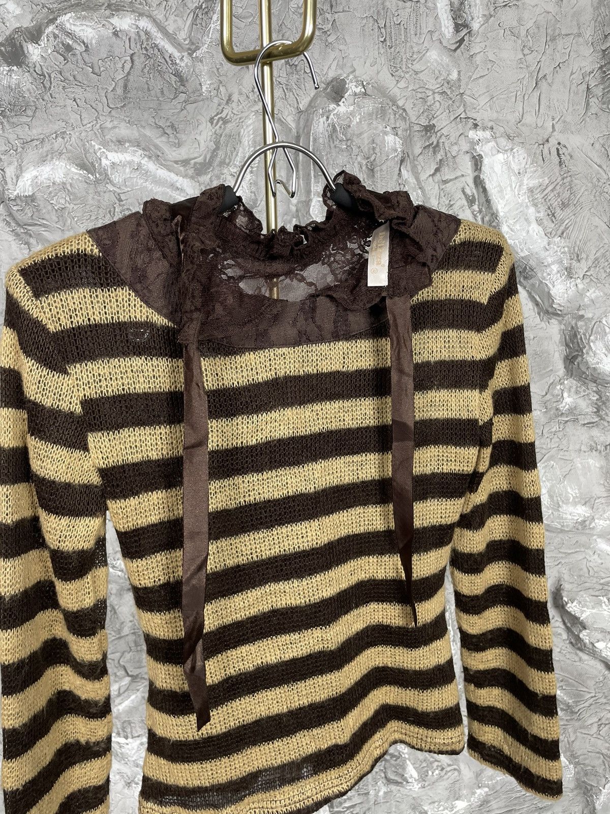 Hysteric Glamour × Japanese Brand Y2K Punk Guipure Pocket Striped Sweater Gothic Style Size S / US 4 / IT 40 - 6 Thumbnail