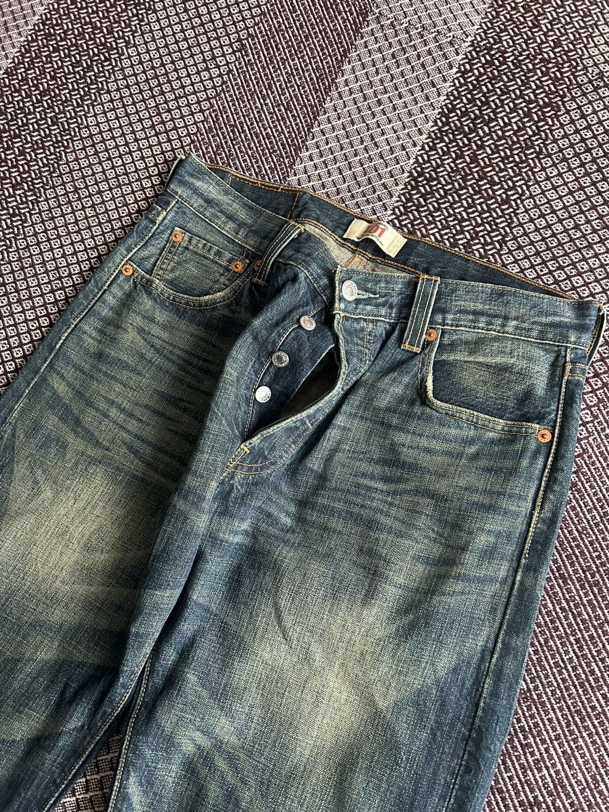 Levi's Levis 501 Mud Wash Jeans Faded Color Straight Leg Button Fly Size US 30 / EU 46 - 10 Thumbnail