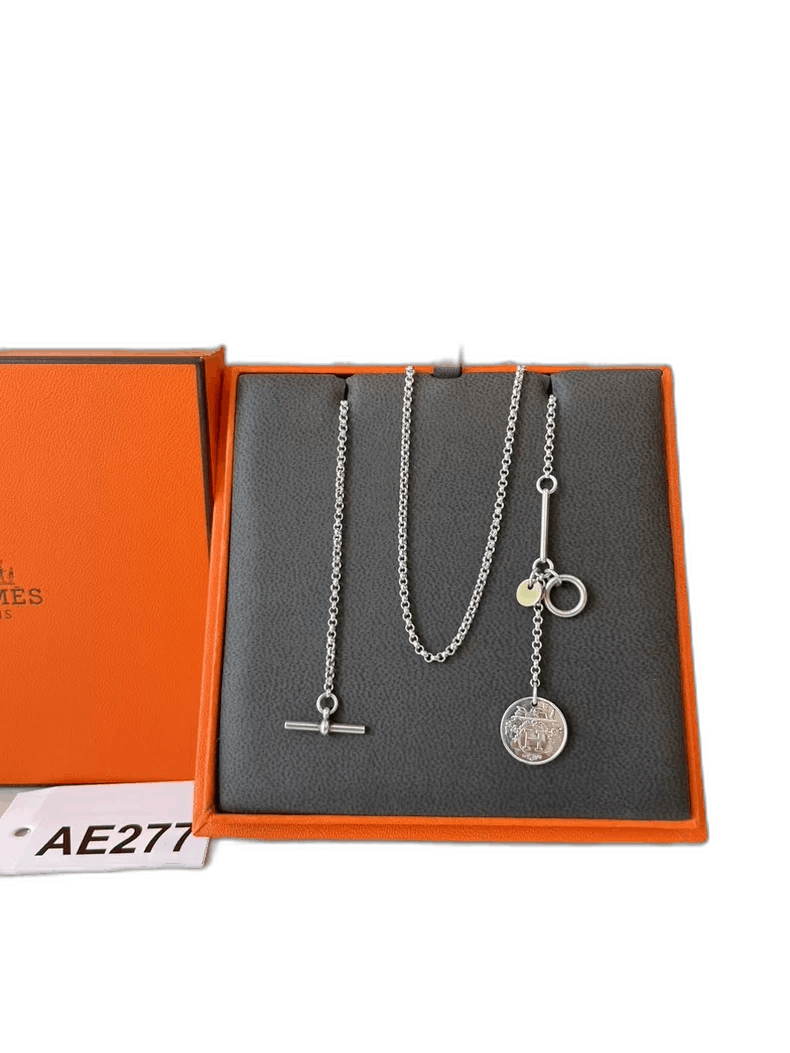 Hermes Hermes Ex-Libris Silver Chain Necklace Size ONE SIZE - 1 Thumbnail