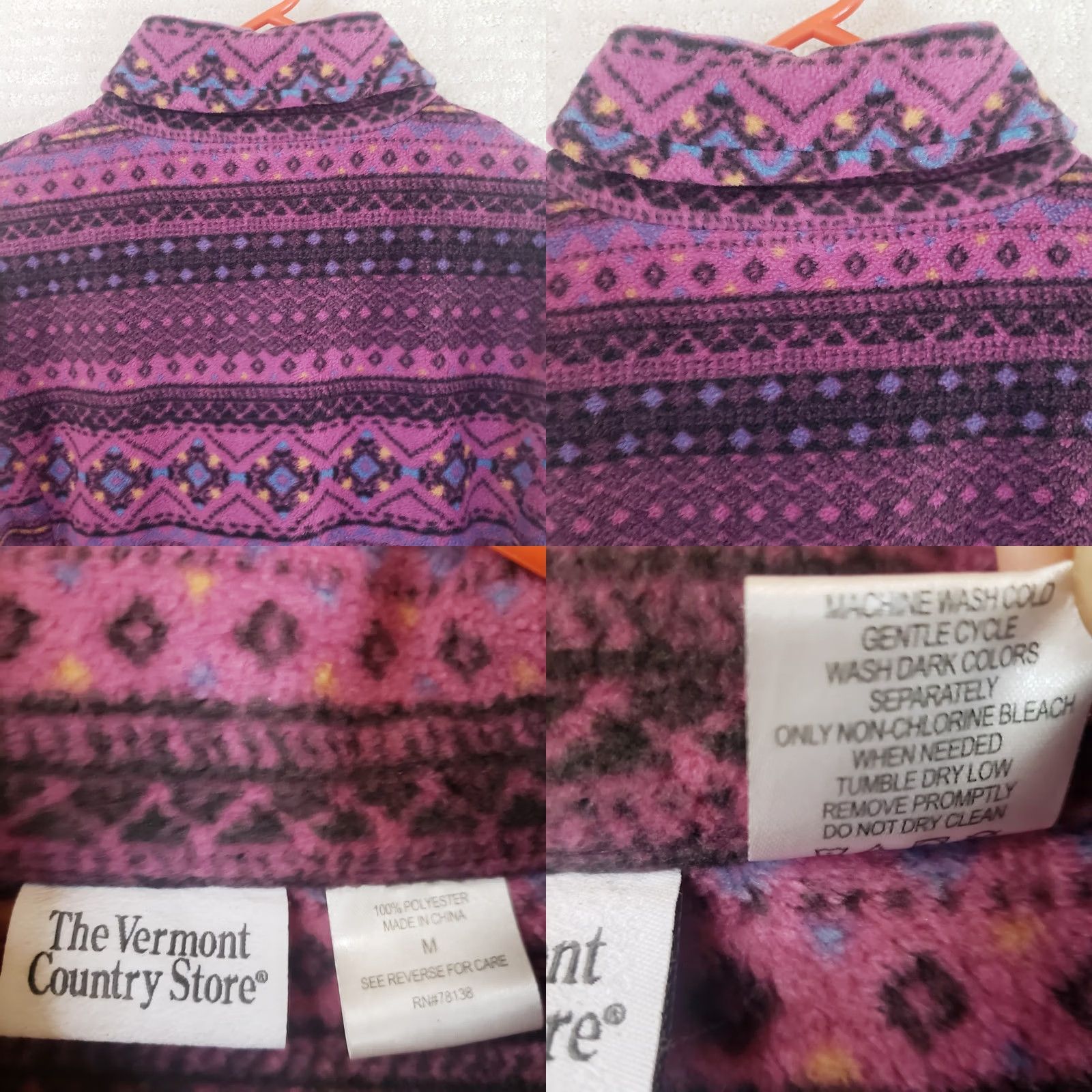 Vintage The Vermont Country Store Women M Purple Nordic 1/4 Snap Fleece Jacket Sweater Size M / US 6-8 / IT 42-44 - 9 Thumbnail