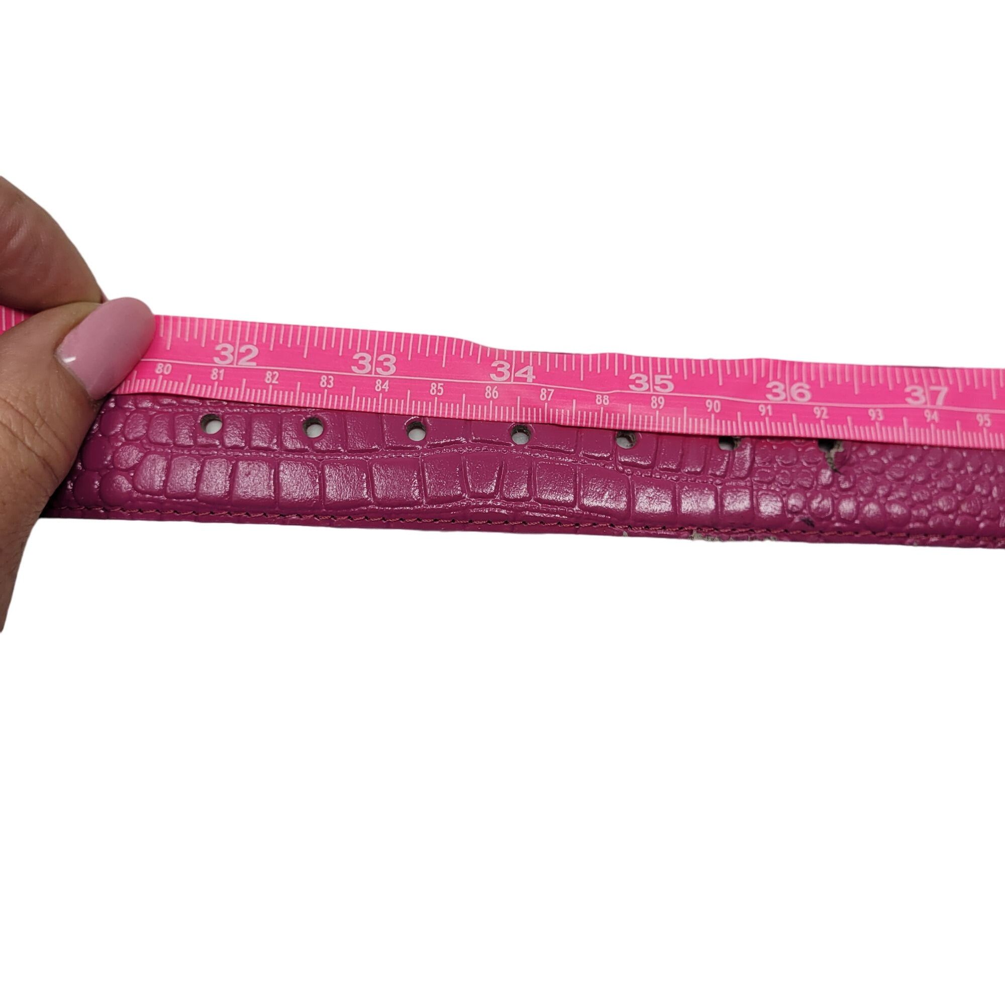 Vintage Vintage 80's Genuine Leather Belt L Fuchsia Hot Pink Croc Em Size ONE SIZE - 10 Thumbnail