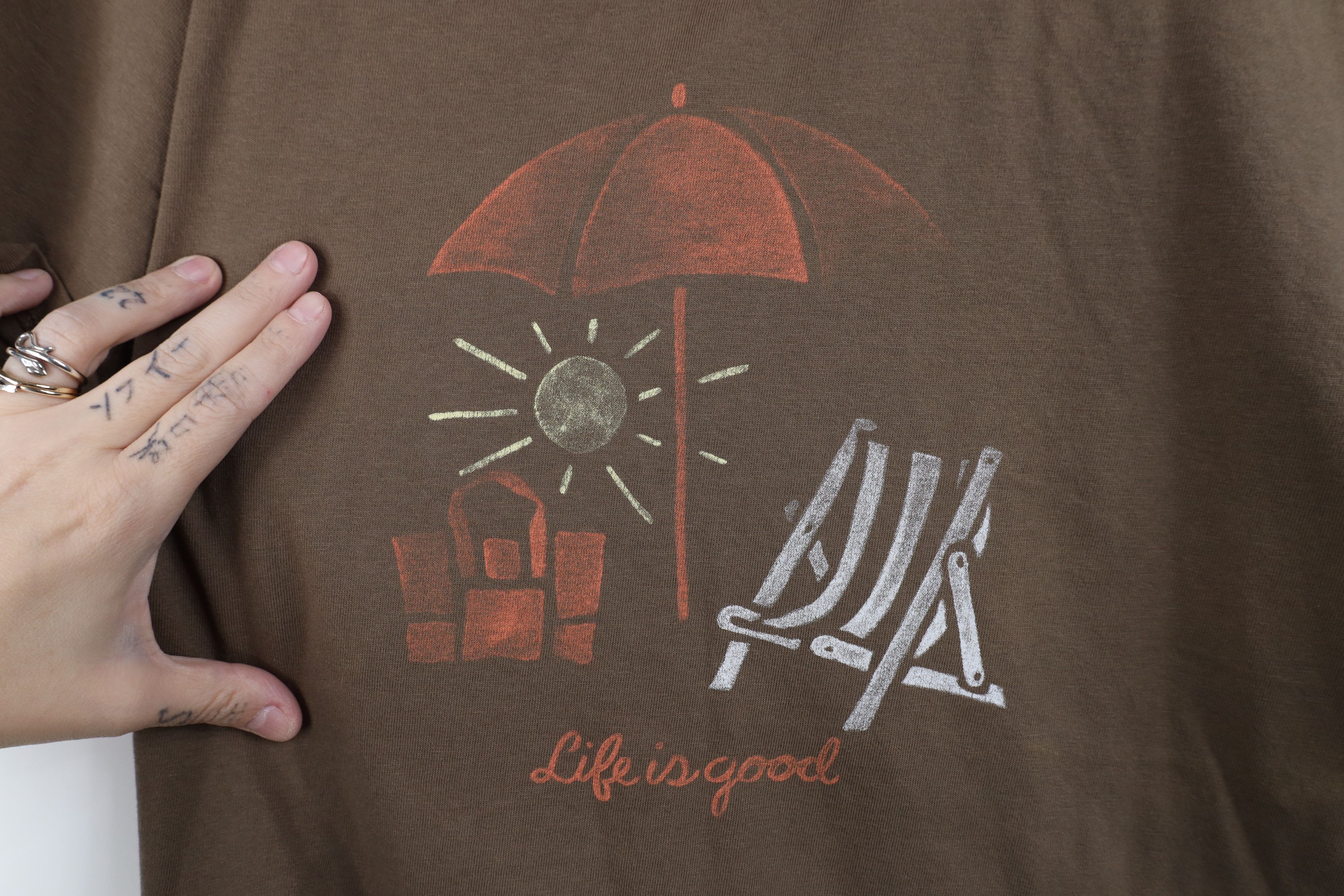 Life is Good Life Is Good Spell Out Beach Sun Short Sleeve T-Shirt Brown Size XL / US 12-14 / IT 48-50 - 5 Thumbnail