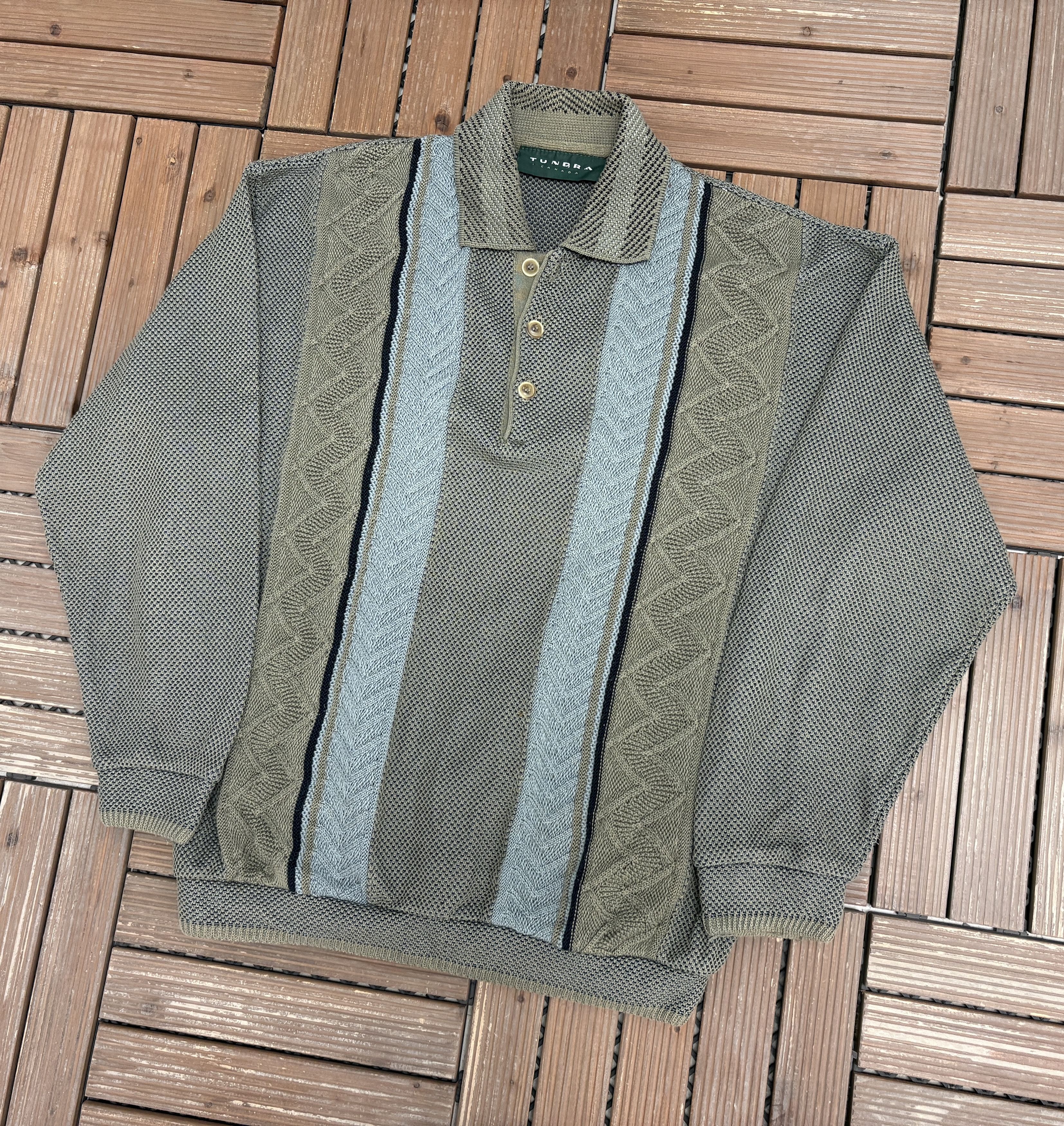 Vintage Tundra Canada 3D Vintage Green/Brown Collared Sweater Size US L / EU 52-54 / 3 - 2 Thumbnail