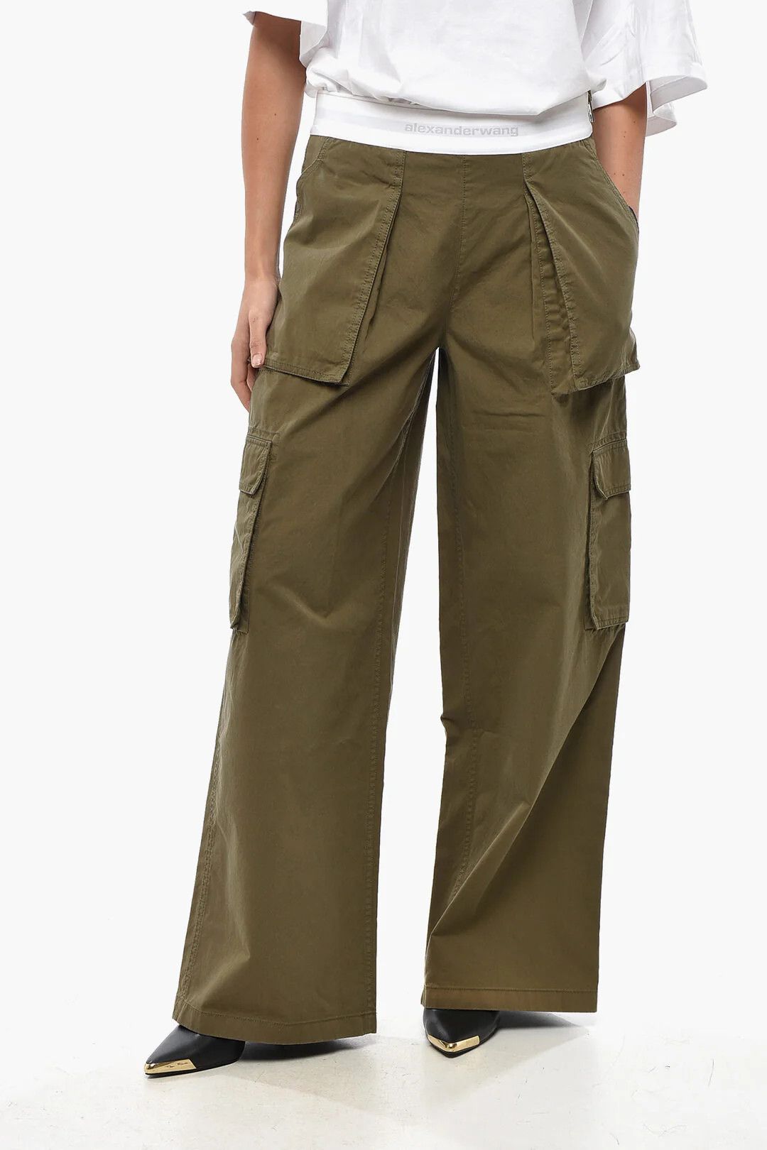 Alexander Wang og1mm0426 Cotton Cargo Pant in Green Size 32" / US 10 / IT 46 - 1 Thumbnail