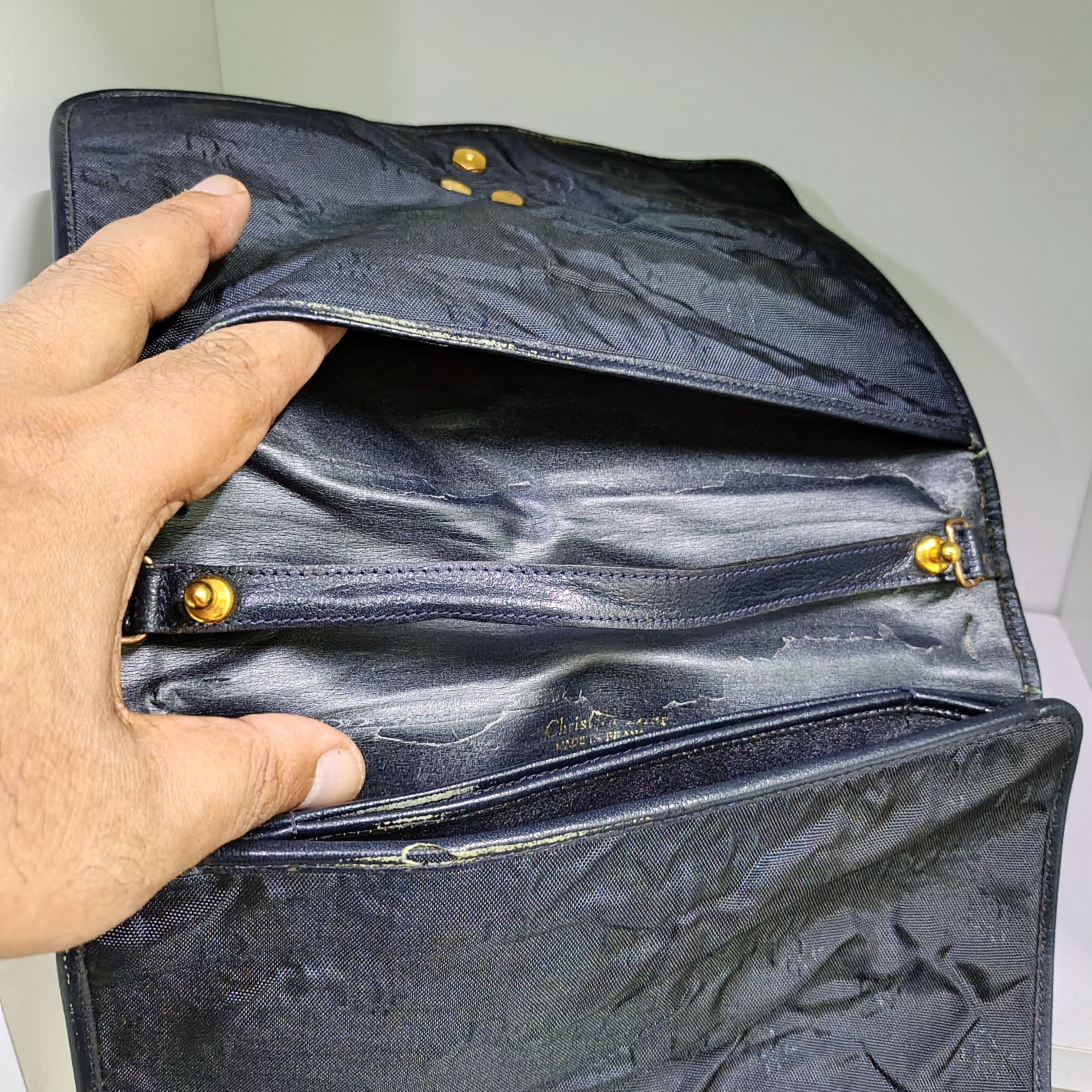 Dior VTG Christian Dior Navy Leather Shoulder Bag + Coin Purse Size ONE SIZE - 14 Thumbnail