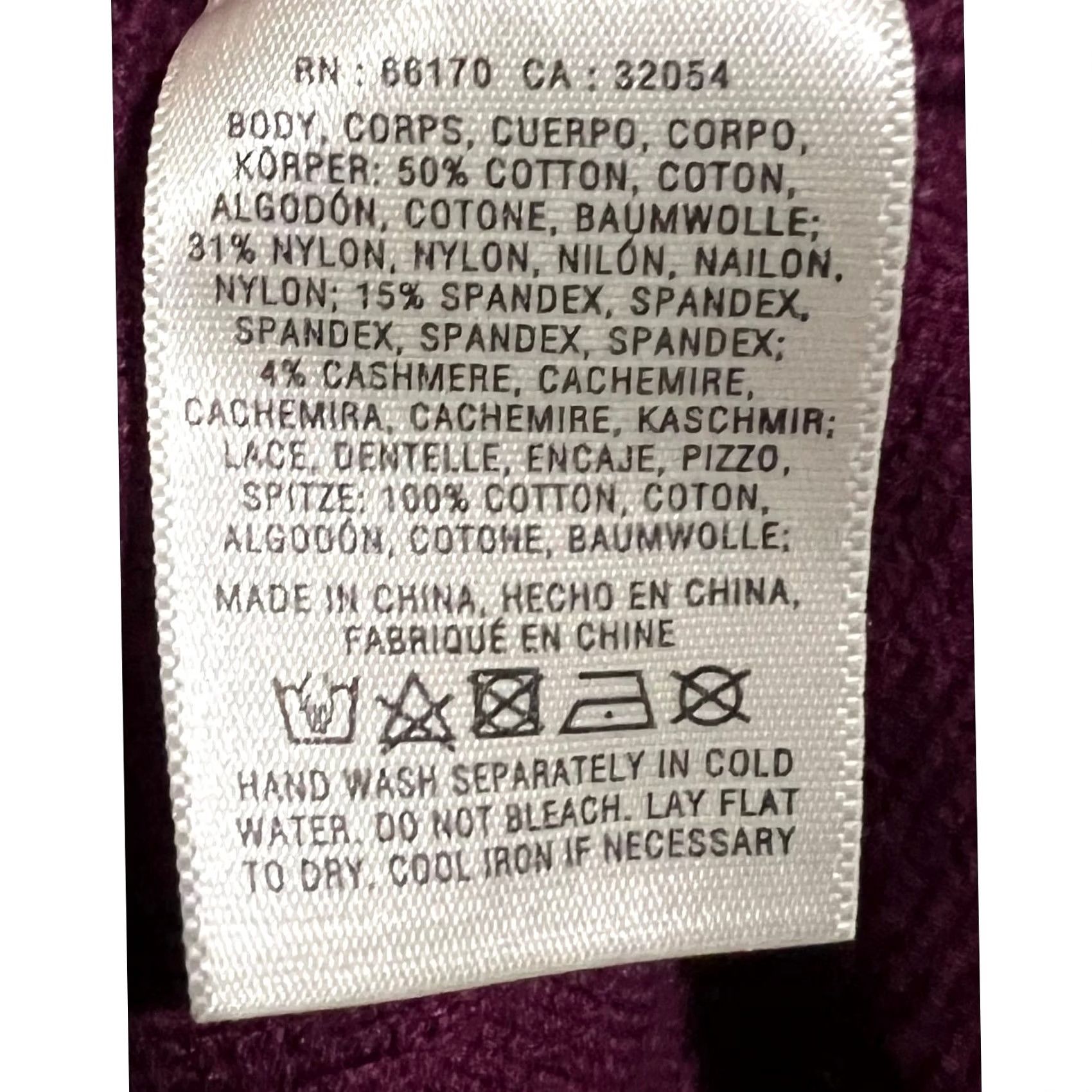 Anthropologie ANGEL OF THE NORTH Sweater Women’s S Purple Lace Detail 3/4 Sleeve Pullover Cashmere Cotton Nylon Spandex Anthro polo (adjusted for clarity) Size S / US 4 / IT 40 - 7 Thumbnail