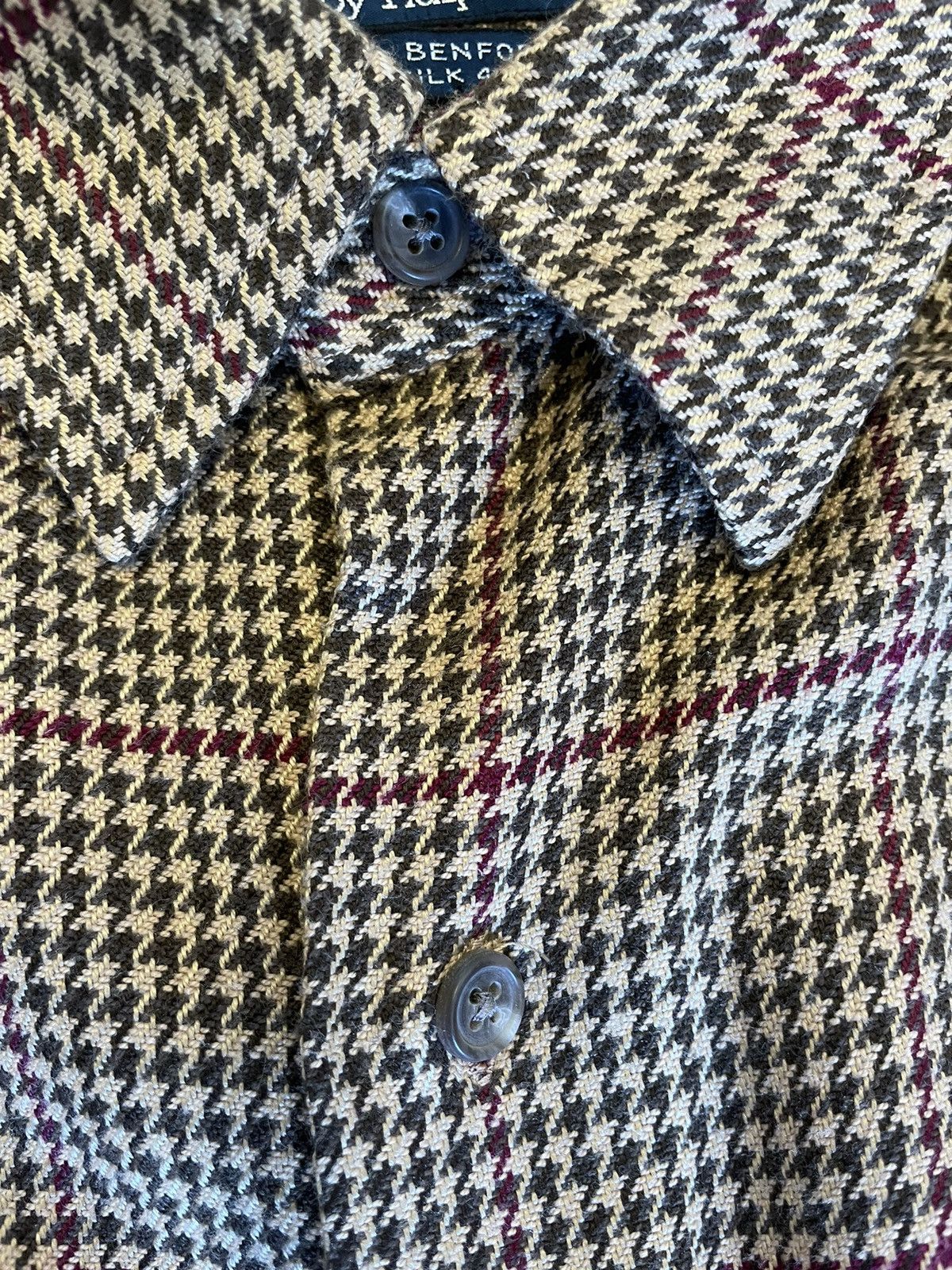 Polo Ralph Lauren × Vintage Silk & Cotton Windowpane Houndstooth Check BENFORD Shirt Size US XL / EU 56 / 4 - 3 Thumbnail