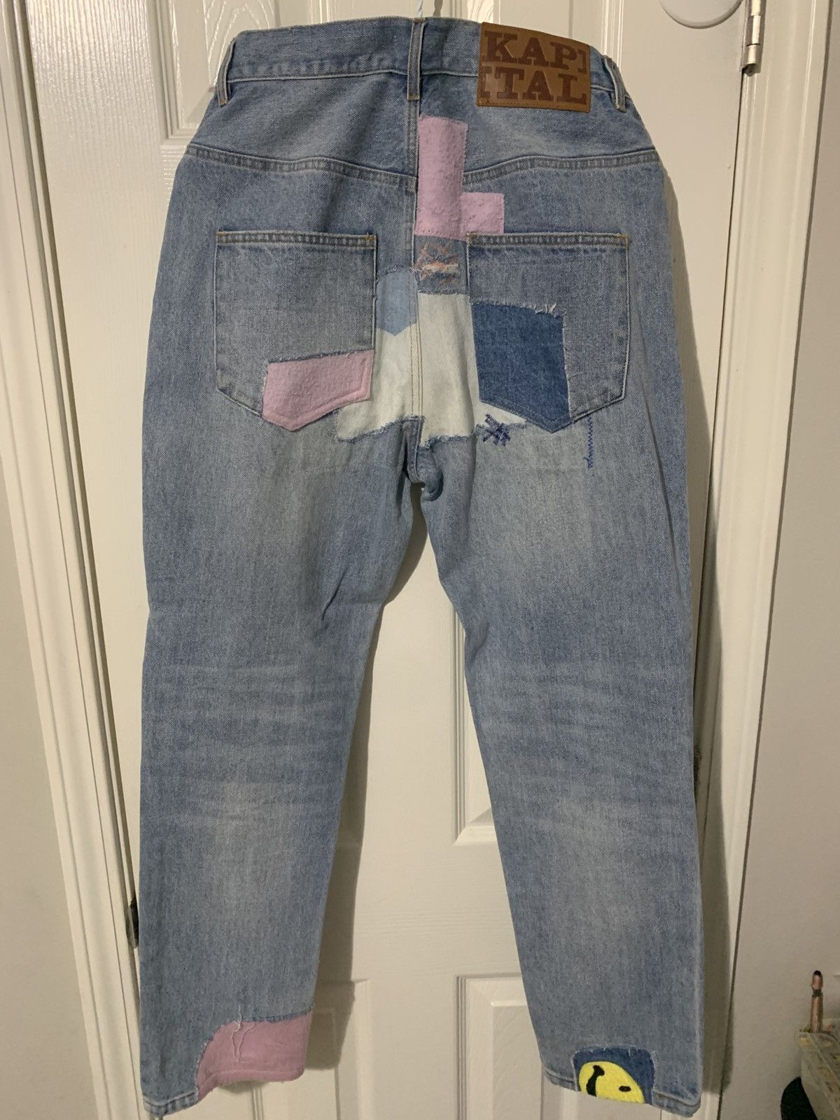 Kapital Vintage Smiley Face Patch Denim Pants Size 24" / US 00 / IT 34 - 2 Thumbnail