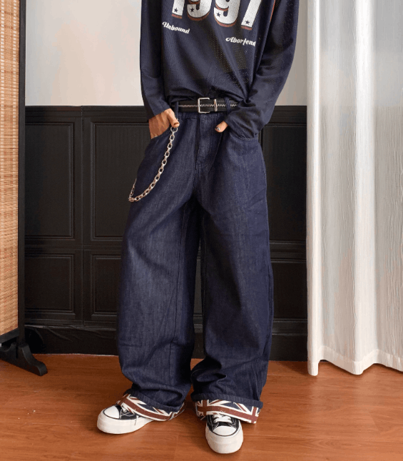 Other Selvedge Wide Leg Raw Denim Jeans with Union Jack Detail Size US 30 / EU 46 - 3 Thumbnail