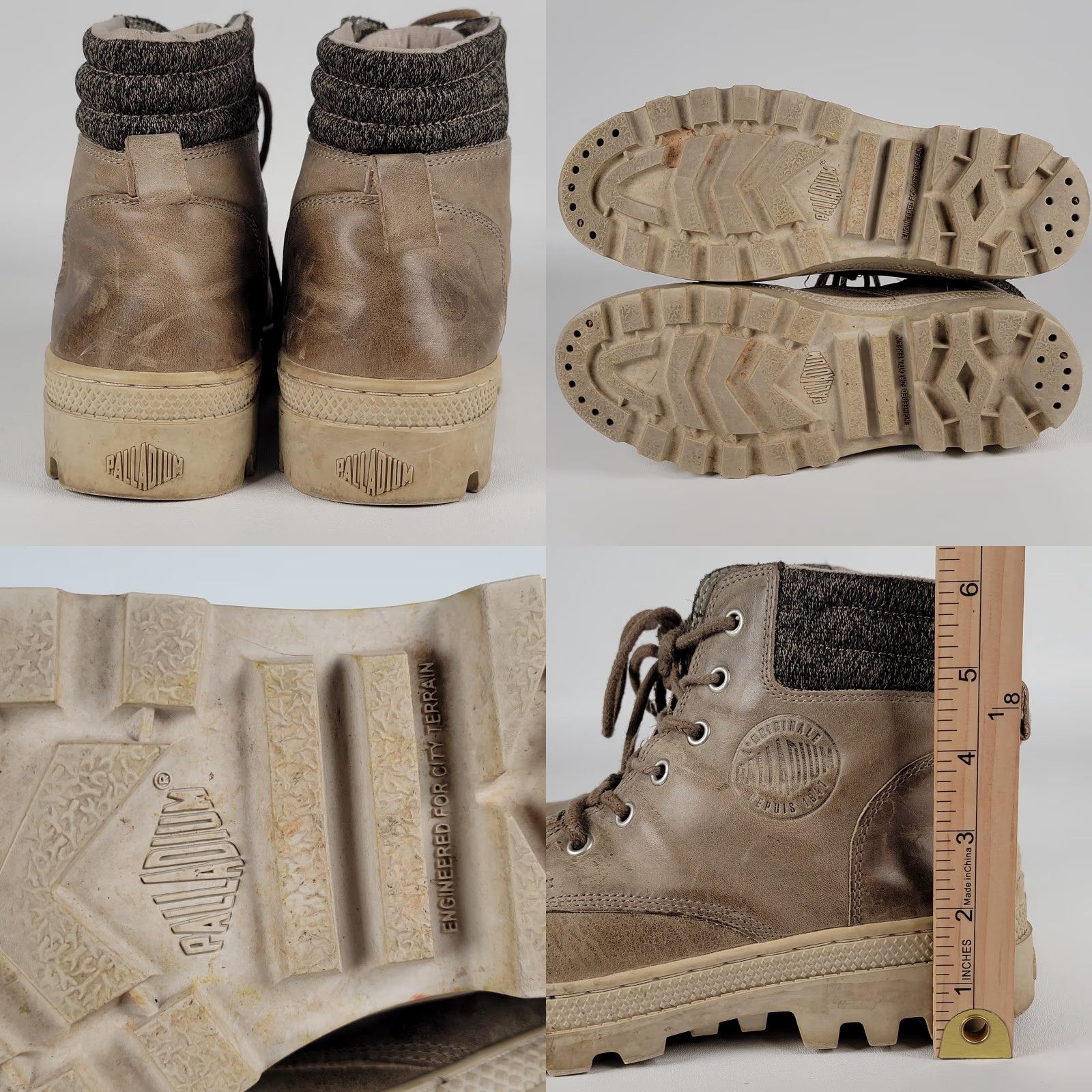 Palladium Palladium Boots Women’s Lace-Up Ankle Size 9.5 Tan Leather/Fabric Combat Block Heel Womens Shoes Size US 8 / IT 38 - 8 Thumbnail