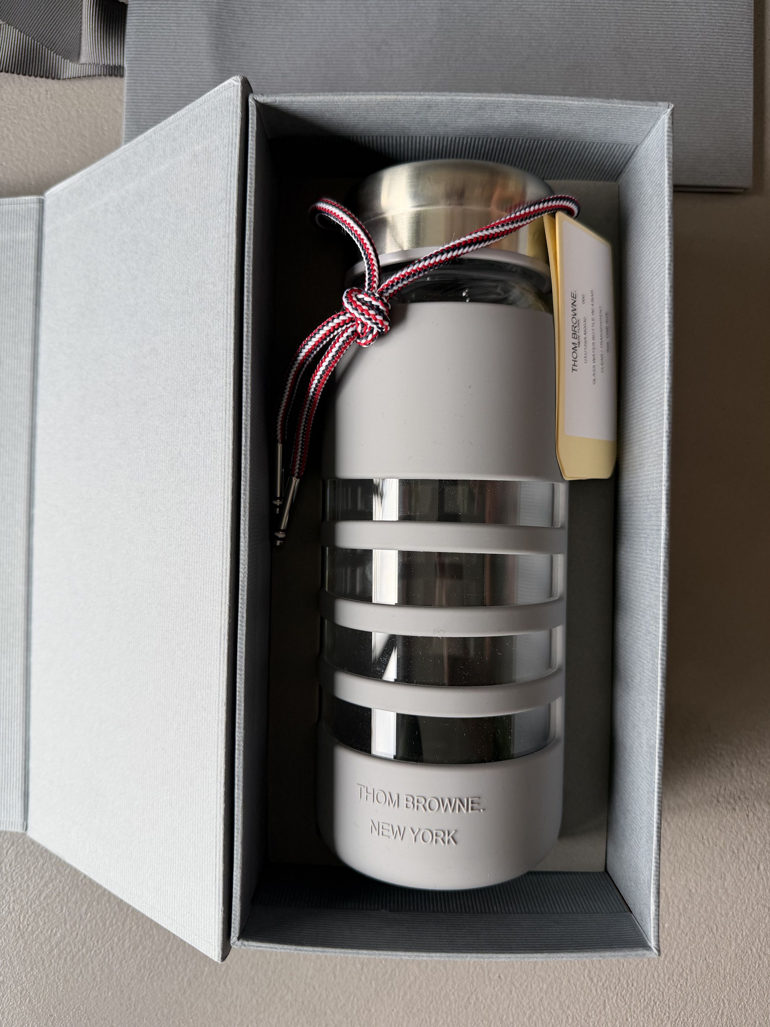 Thom Browne Thom Browne 4-Bar Glass Water Bottle, Limited Edition Size ONE SIZE - 1 Thumbnail