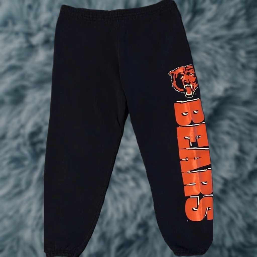 VINTAGE Chicago Bears Faded Spellout Sweatpants M Blue 80s 90s Activewear Men Pants Sports PE Track Grunge USA PFU