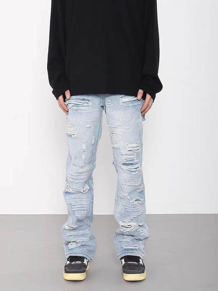 Japanese Brand × Jean Vintage washed ripped street micro flared jeans Size US 34 / EU 50 - 1 Thumbnail