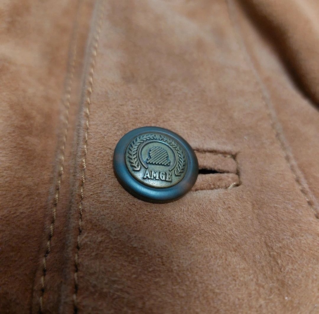 Vintage AMGE suede leather bomber jacket with wool blend panels Size US XL / EU 56 / 4 - 9 Thumbnail