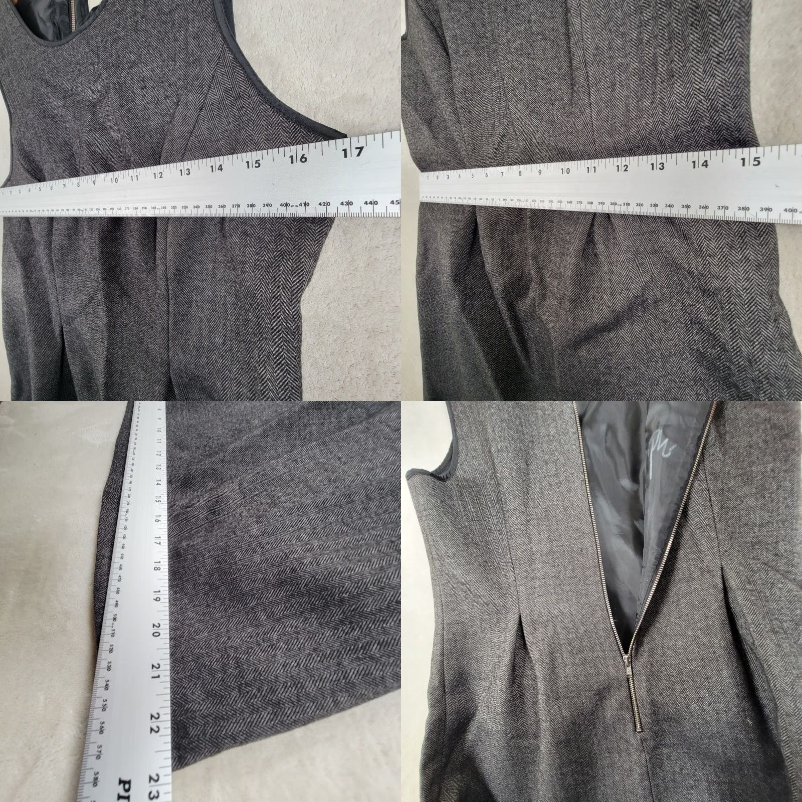 J.Crew J. Crew Women's Dress Size 6 Gray Wool Blend Herringbone Sleeveless Sheath Size M / US 6-8 / IT 42-44 - 8 Thumbnail